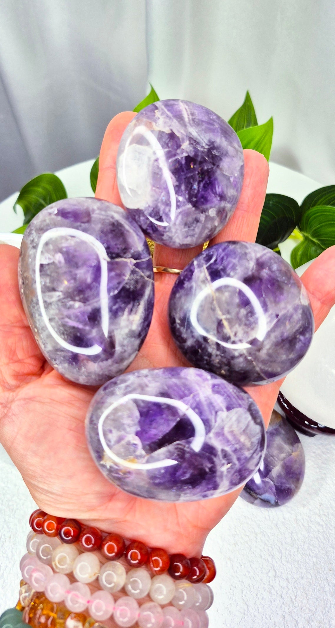 Smoky Amethyst Palm Stones Large