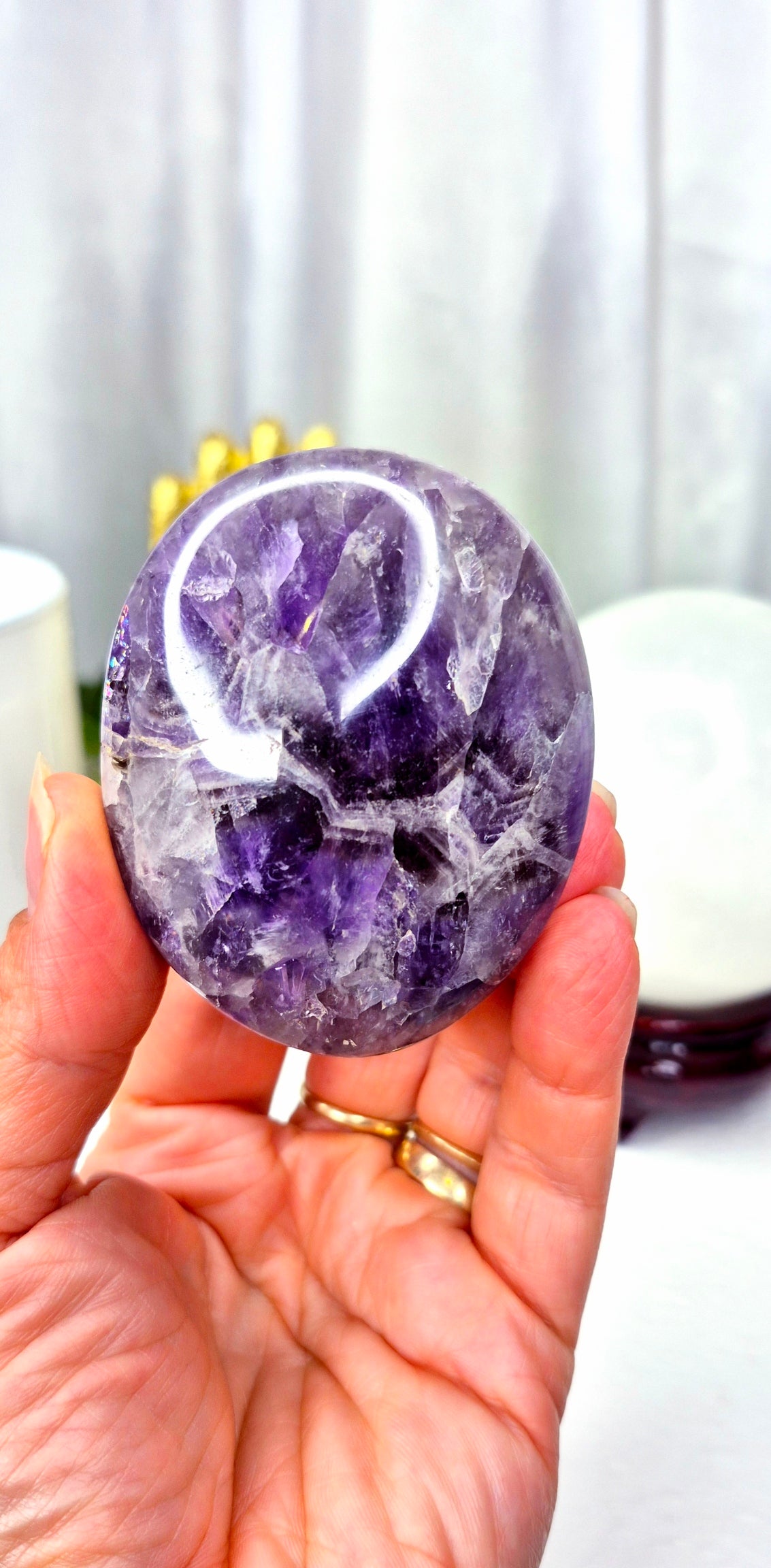 Smoky Chevron Amethyst X-Large Palm Stone #C
