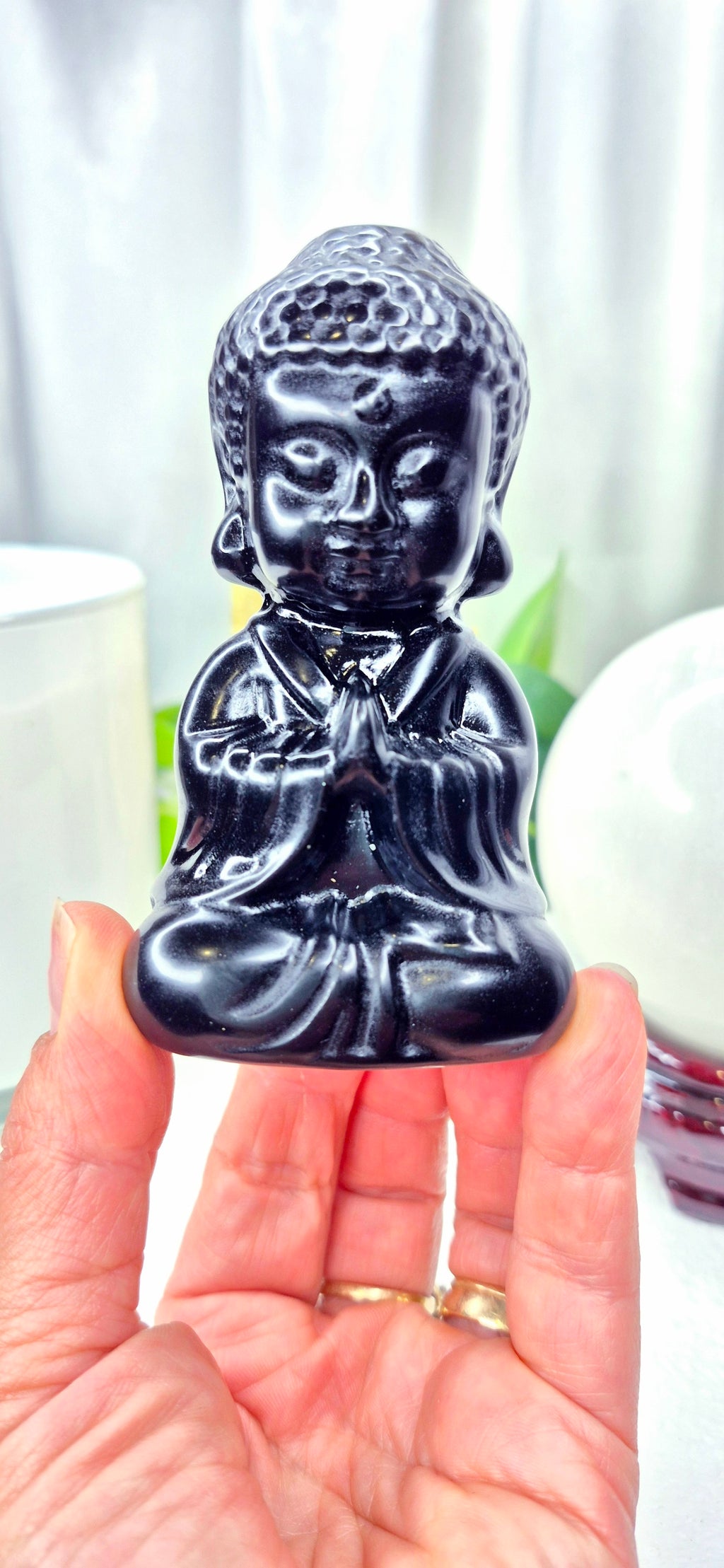 Black Obsidian Buddha Carving