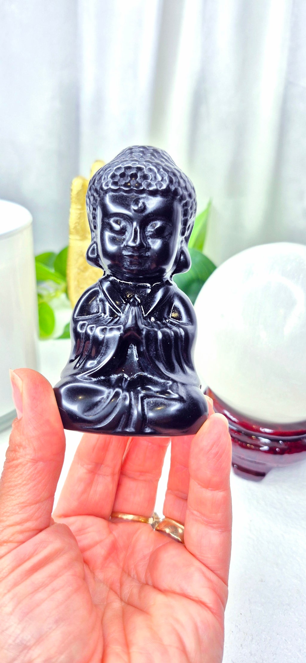 Black Obsidian Buddha Carving