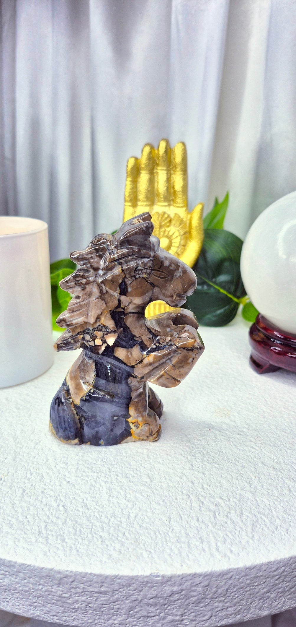 Volcanic Agate Horse Carving #B