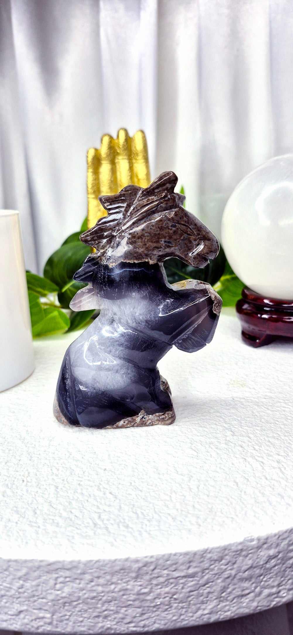 Volcanic Agate Horse Carving #C
