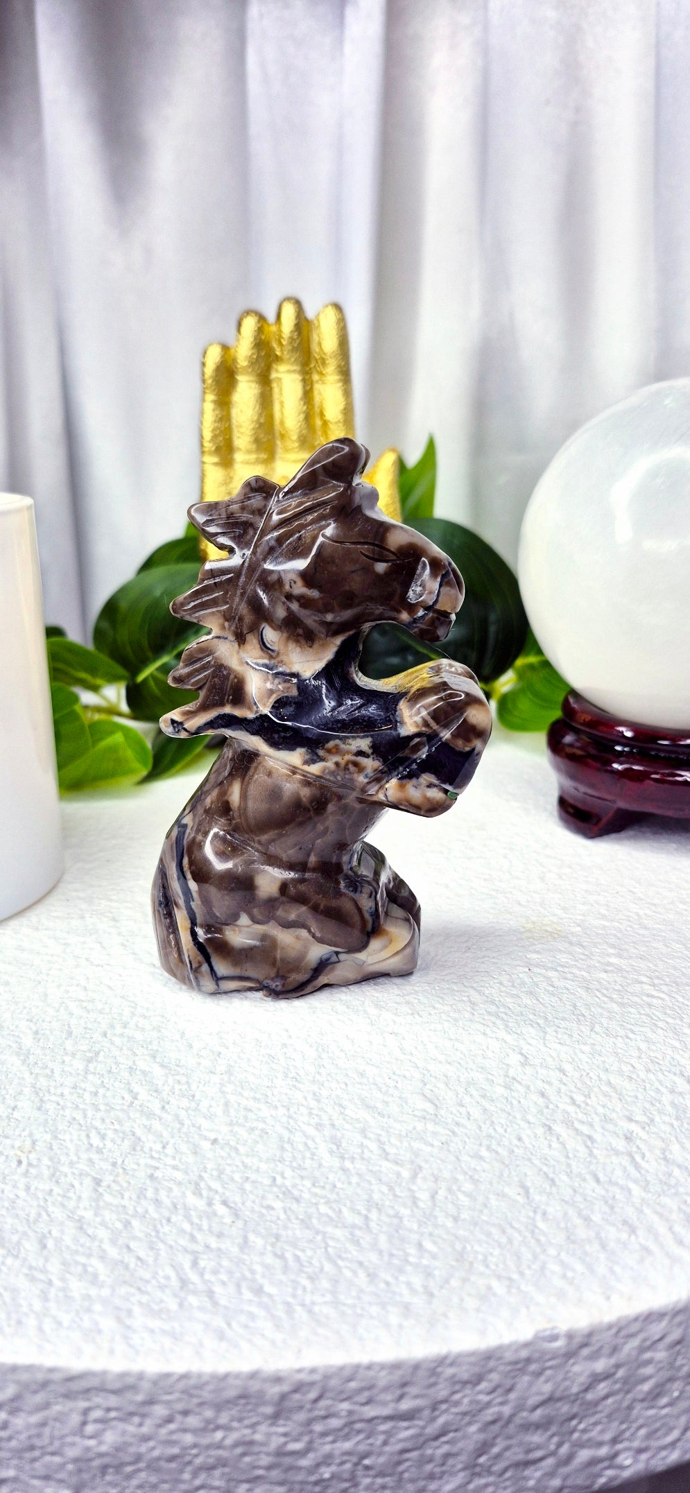 Volcanic Agate Horse Carving #A