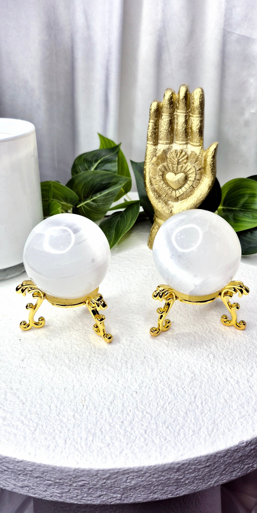 Polished Selenite Sphere on Stand (Small)