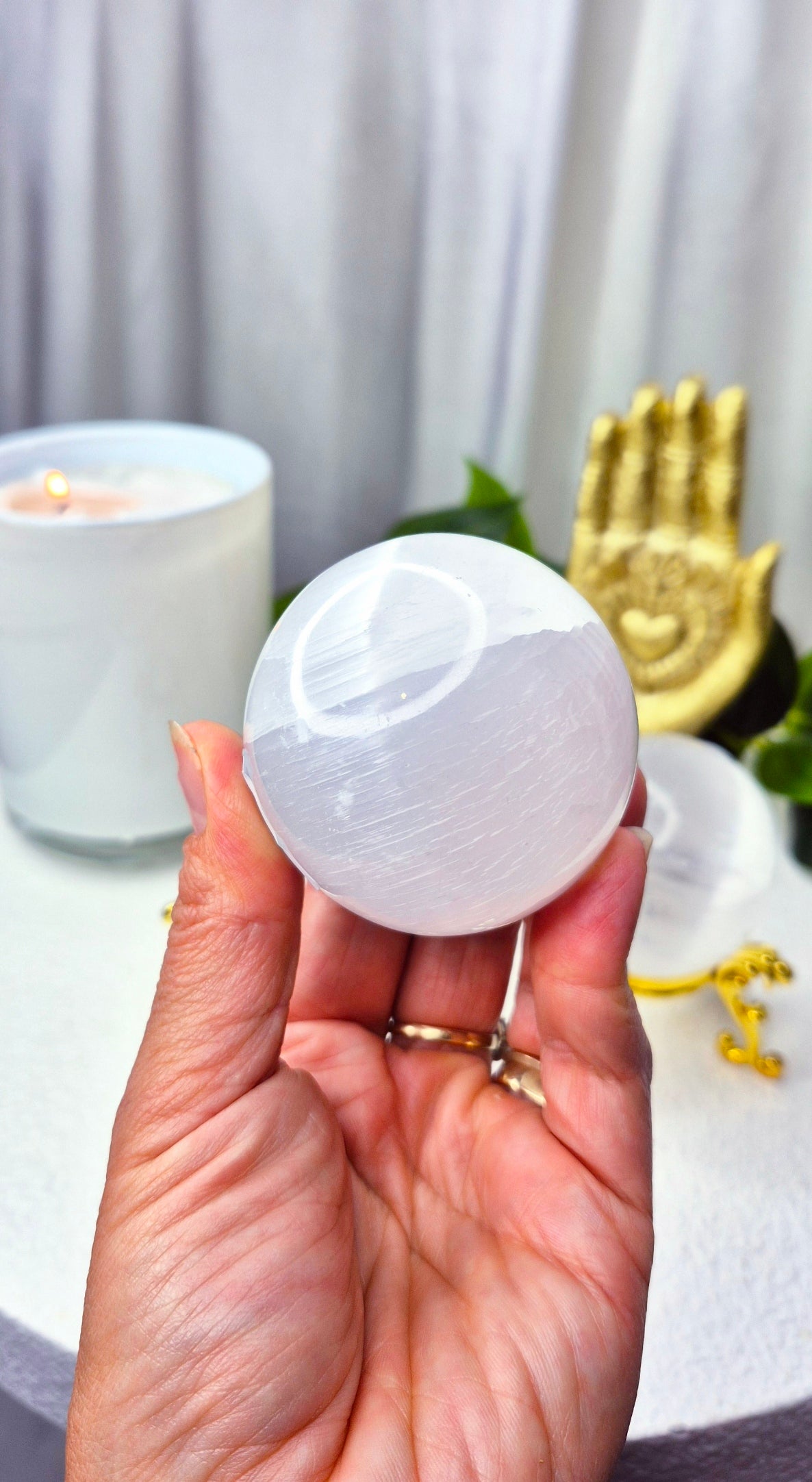 Polished Selenite Sphere on Stand (Small)