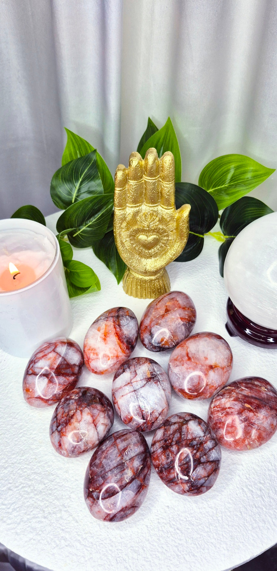Fire Quartz Palm Stone Large