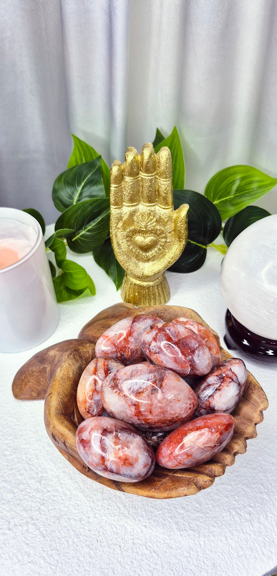 Fire Quartz Palm Stone Medium