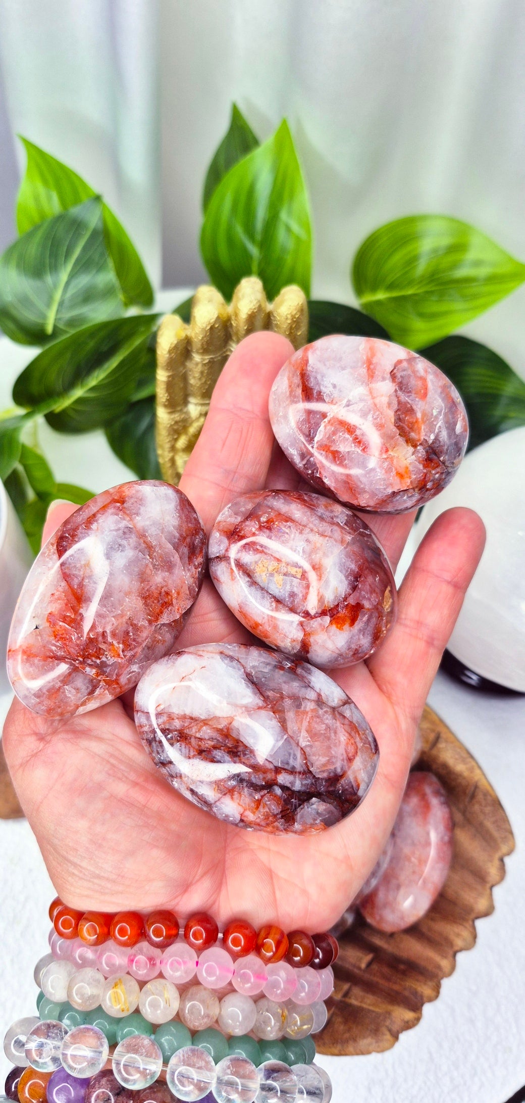 Fire Quartz Palm Stone Medium