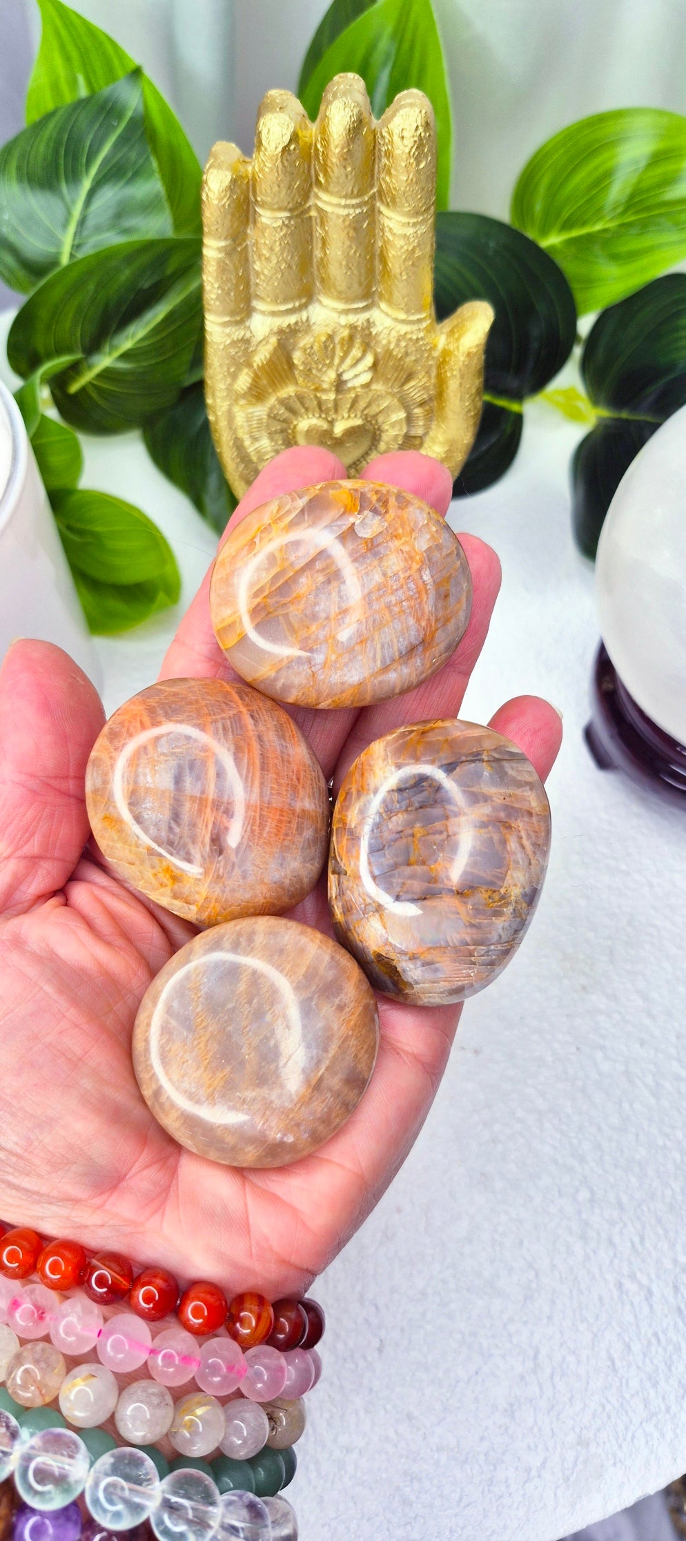 Peach Moonstone Palm Stone (small)