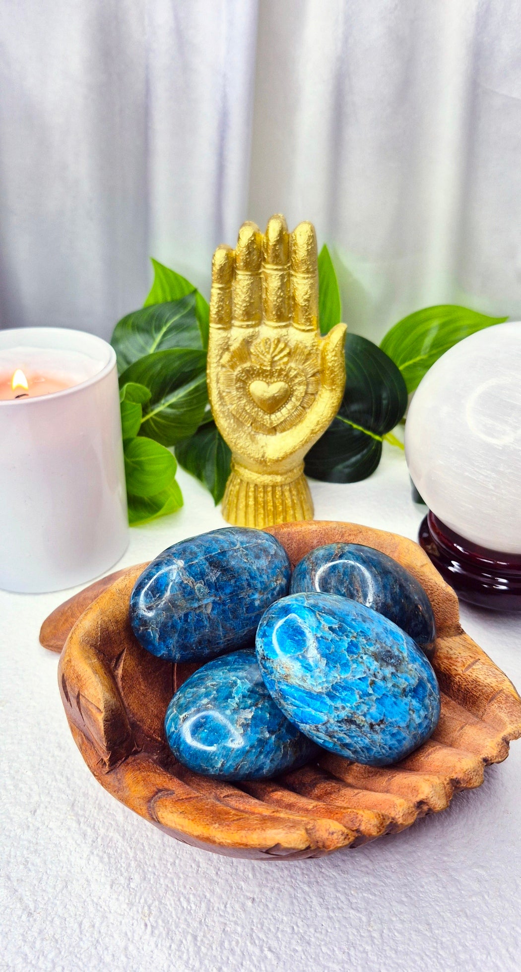 Blue Apatite Palm Stone Large