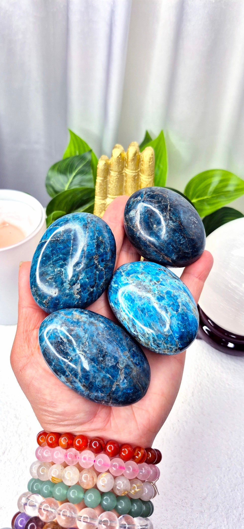 Blue Apatite Palm Stone Large