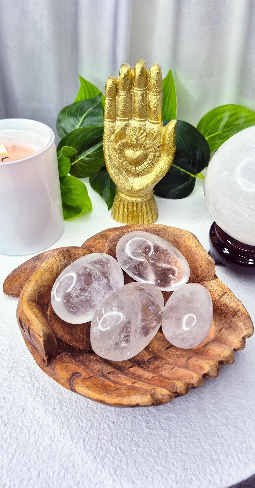 Clear Quartz Palm Stone Large