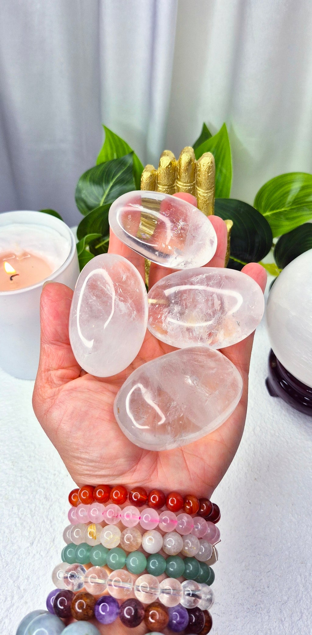Clear Quartz Palm Stone Large