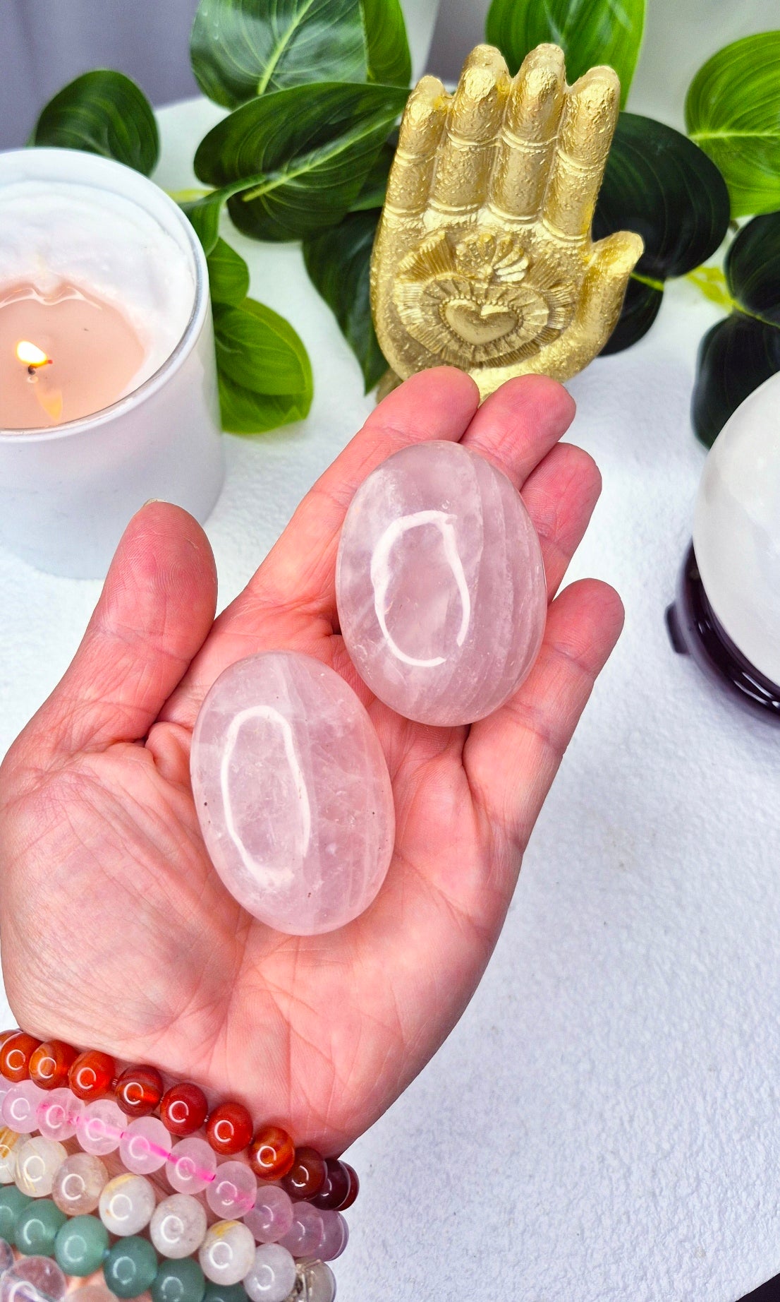 Rose Quartz Palm Stone Medium