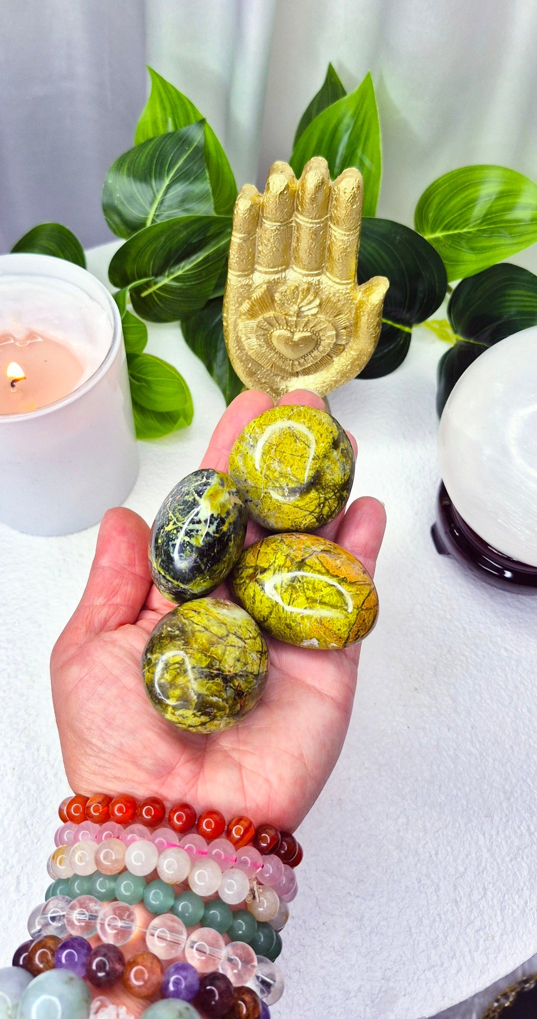 Madagascan Green Opal Palm Stone