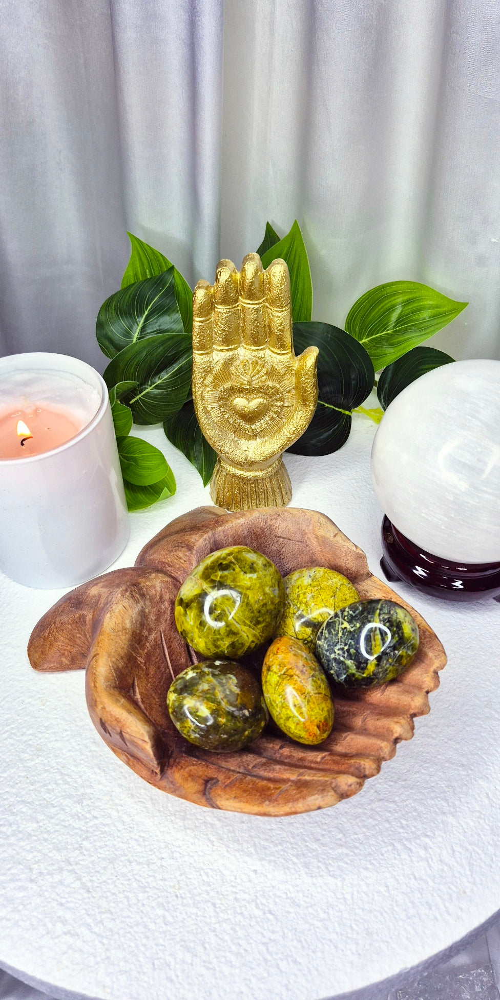 Madagascan Green Opal Palm Stone