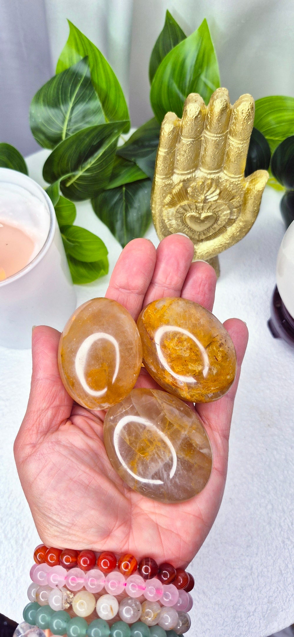 Golden Healer Palm stone Medium