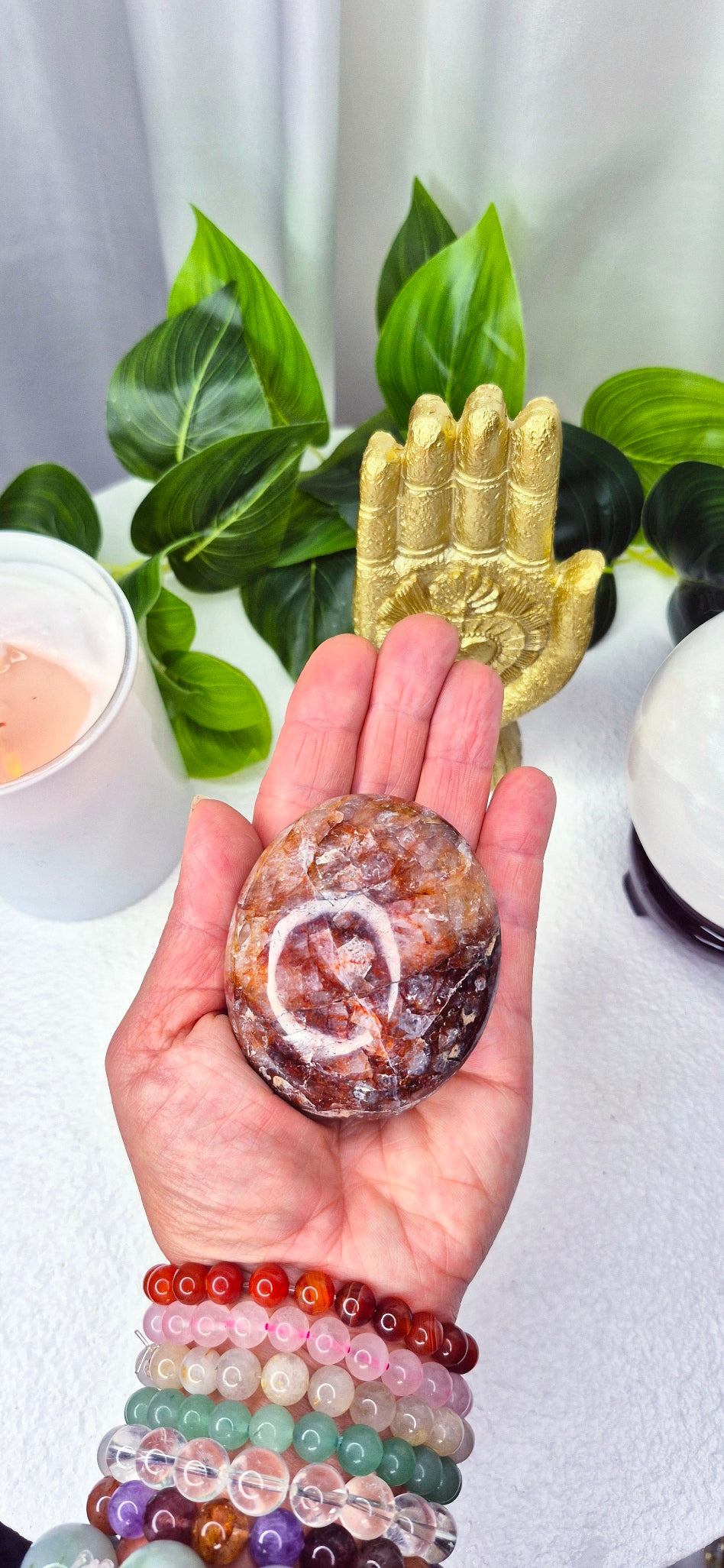 Fire Quartz X Large Palm Stone