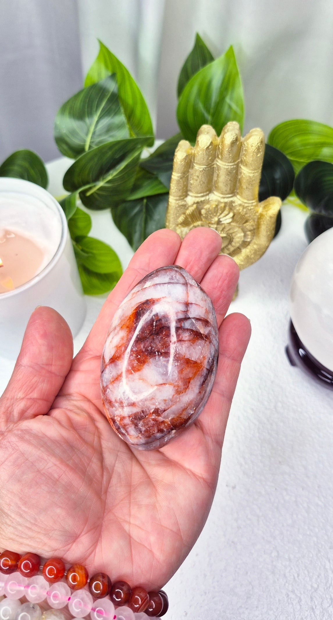 Fire Quartz Shiva Palm Stone