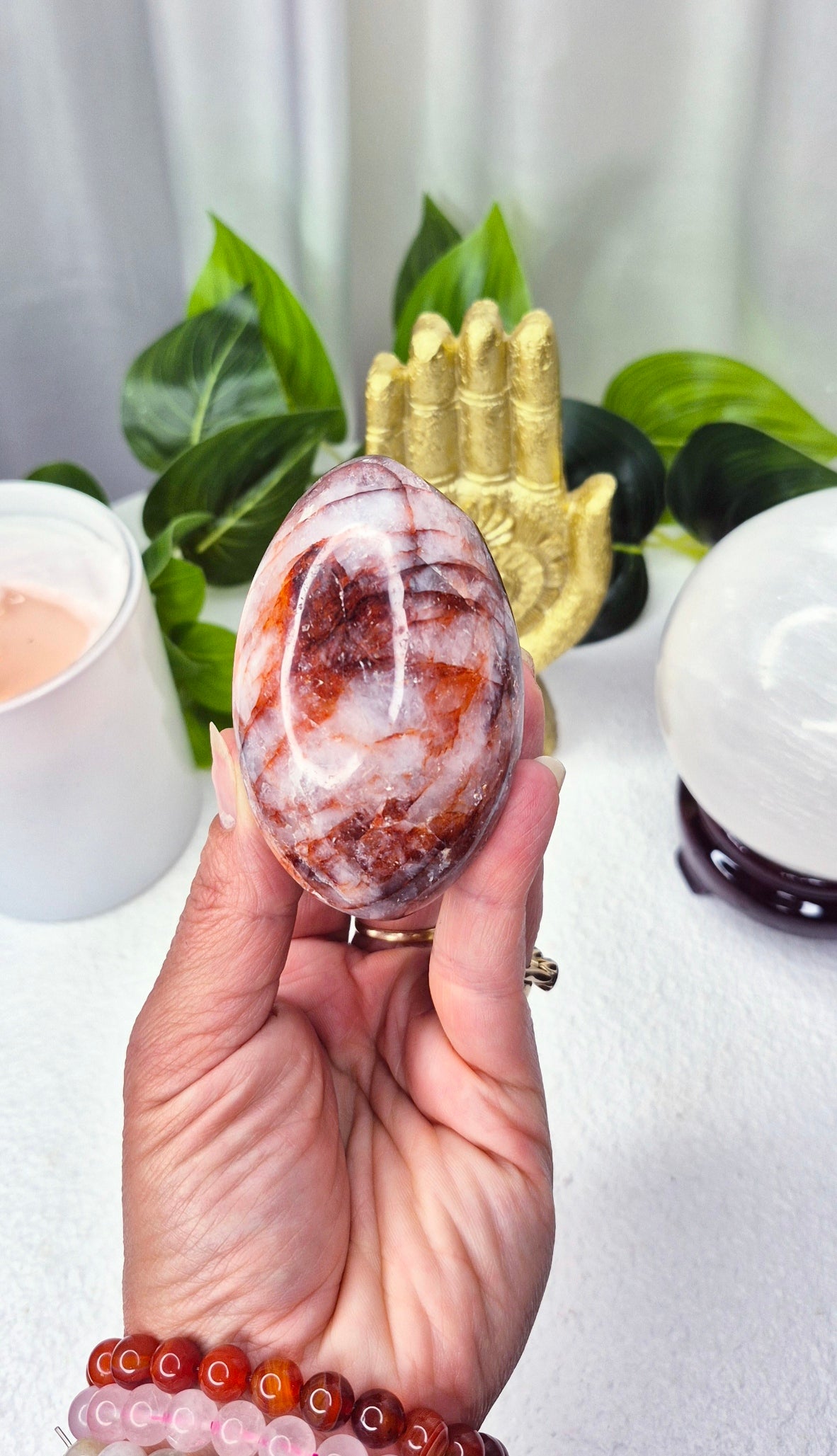 Fire Quartz Shiva Palm Stone