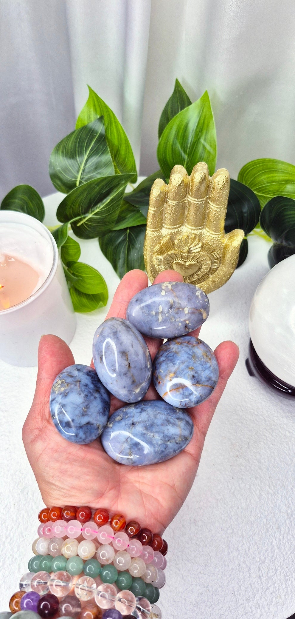 Blue Quartz Palm Stone