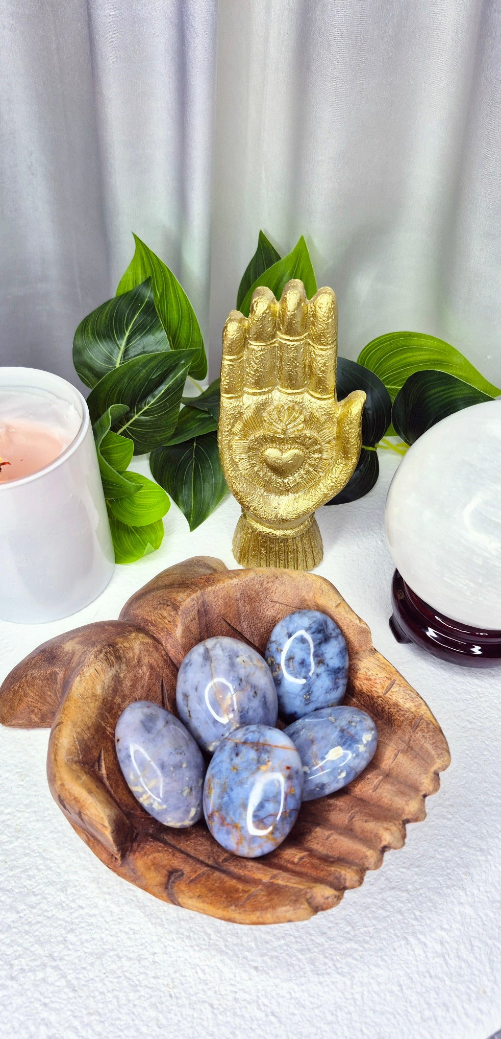 Blue Quartz Palm Stone