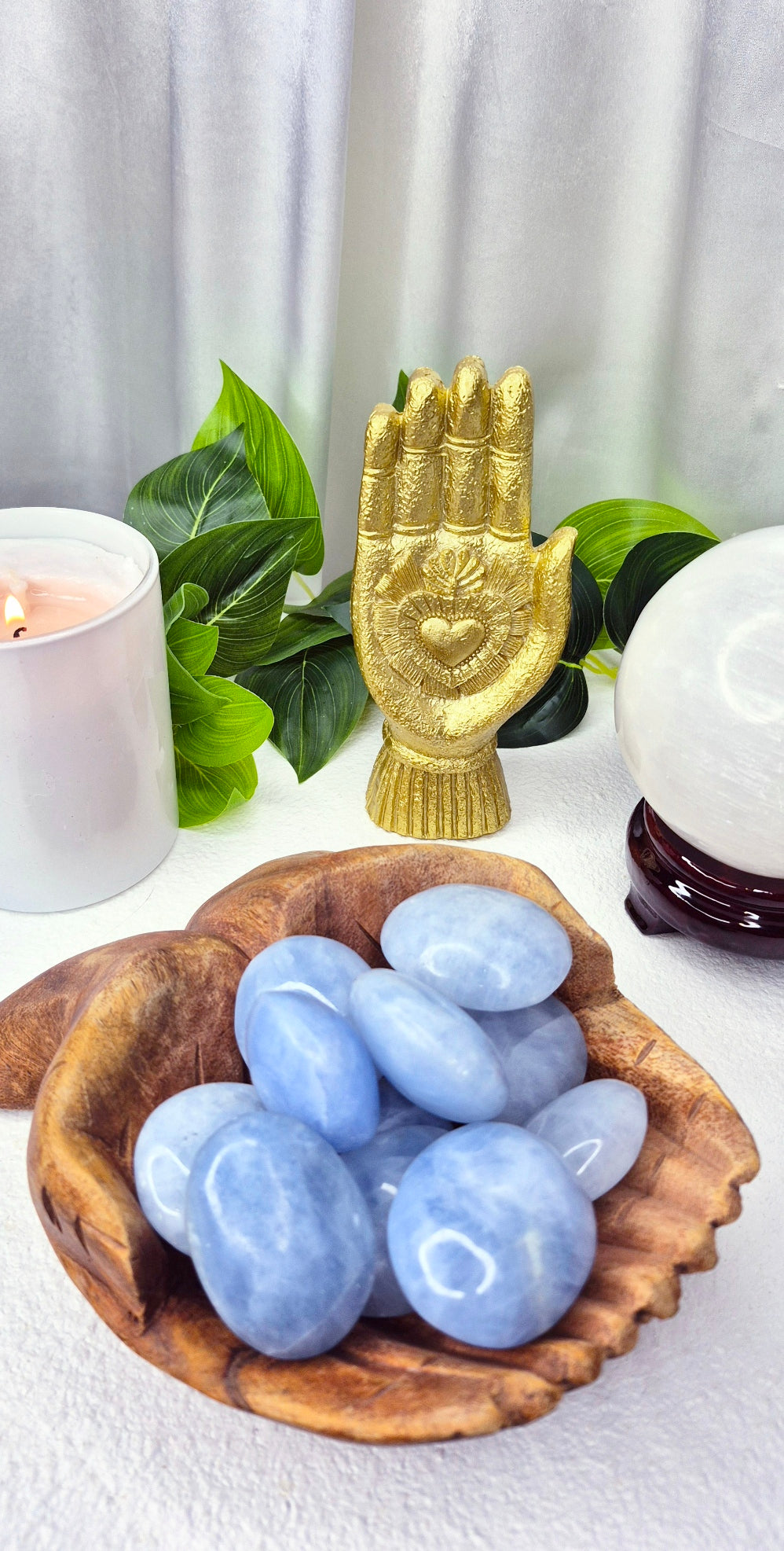 Blue Calcite Small Palm Stone