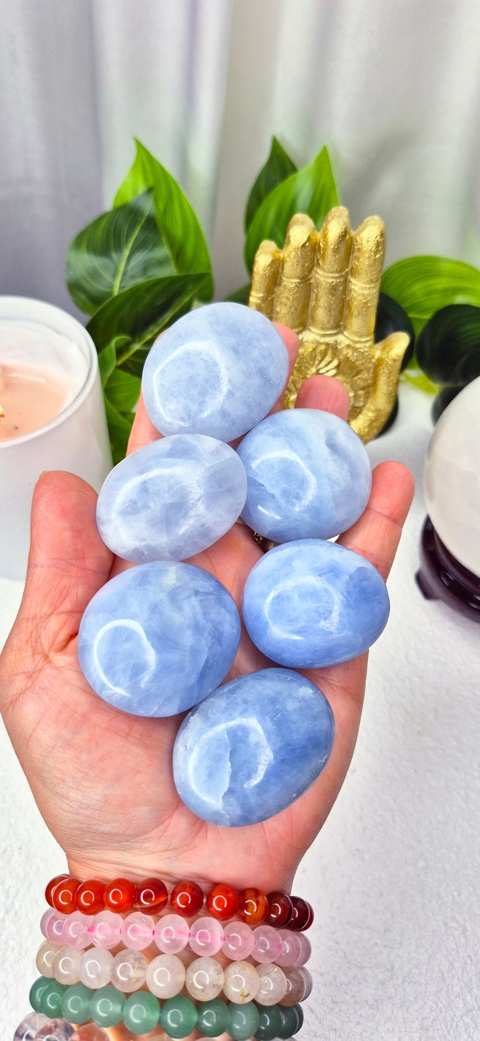 Blue Calcite Small Palm Stone