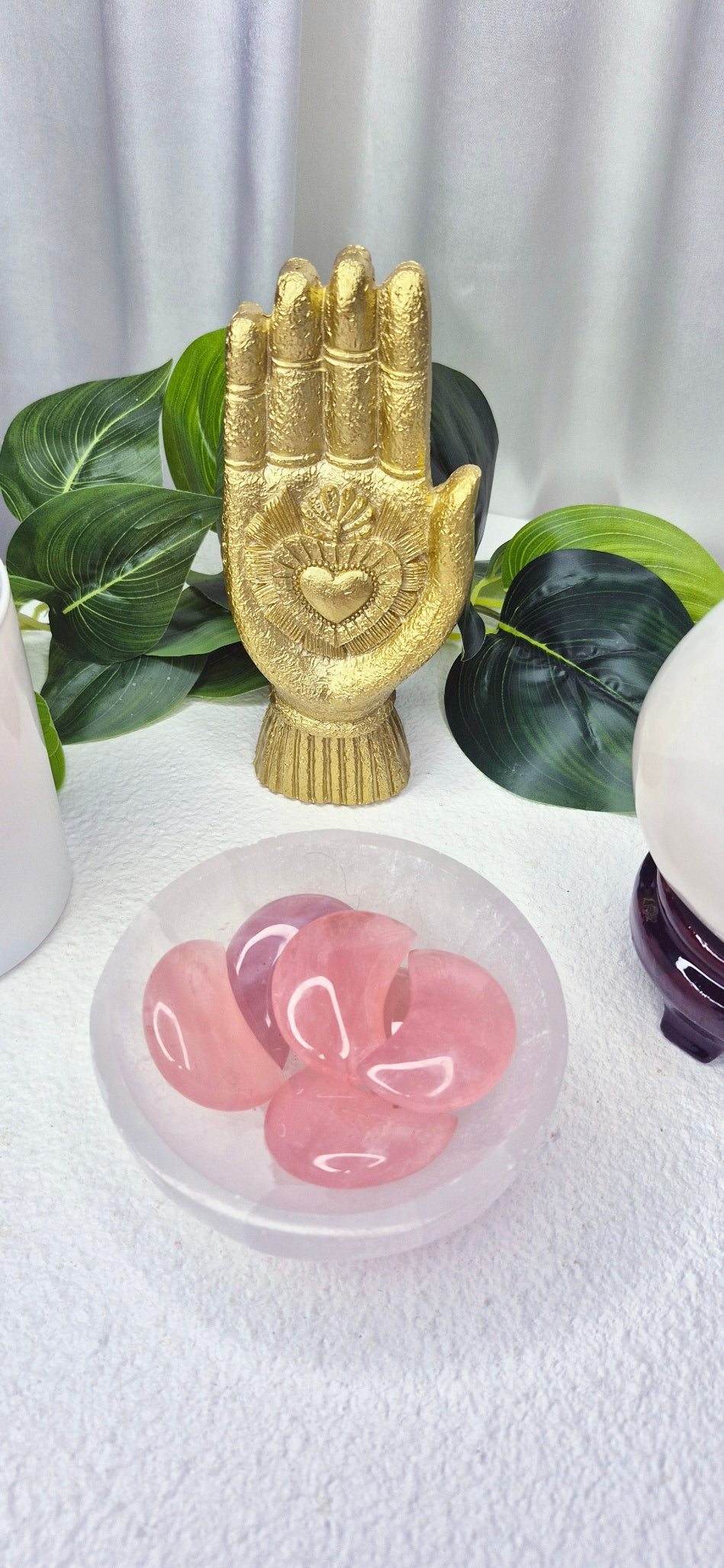 Super Grade Rose Quartz Polished Moon Carvings
