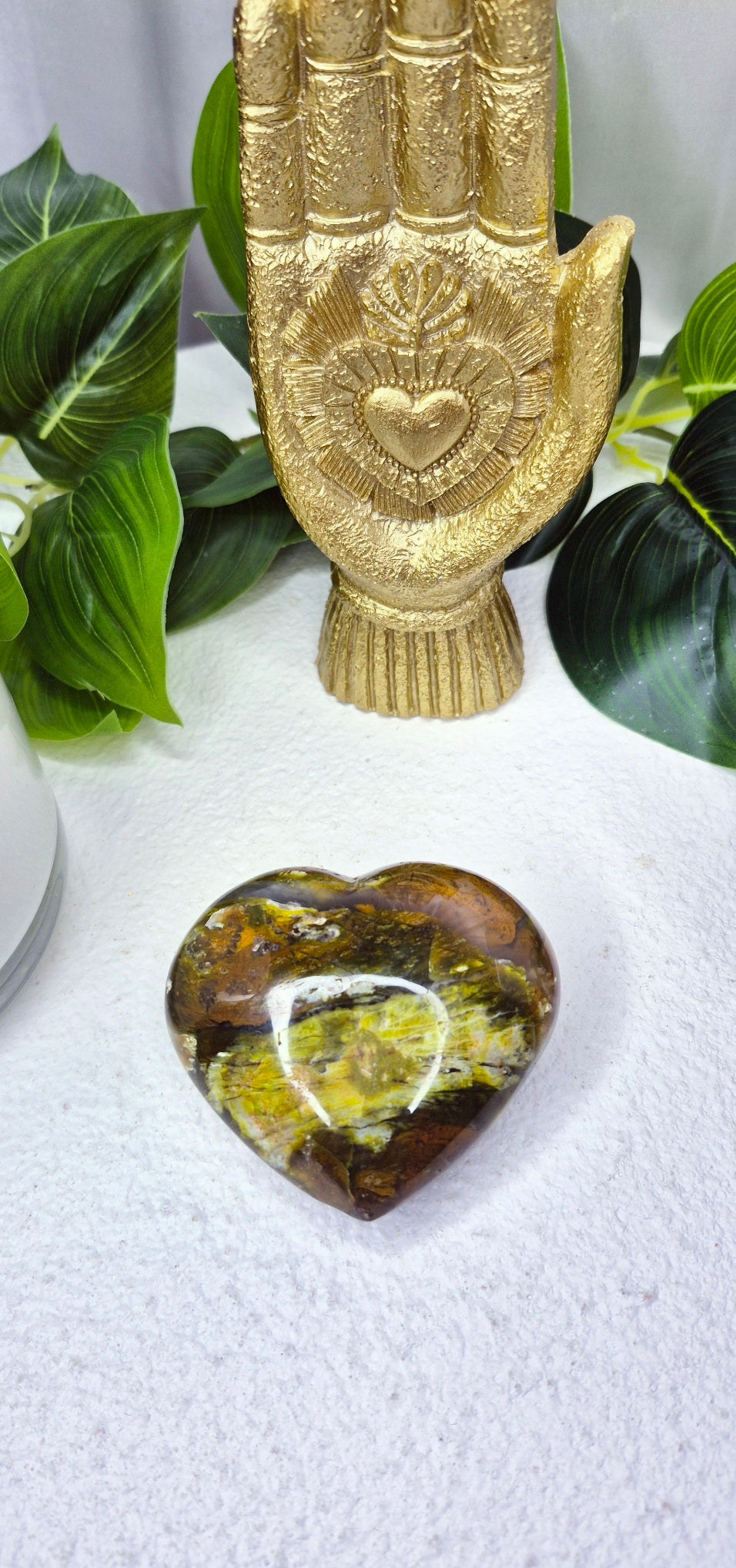 Madagascan Green Opal Heart Carving #A