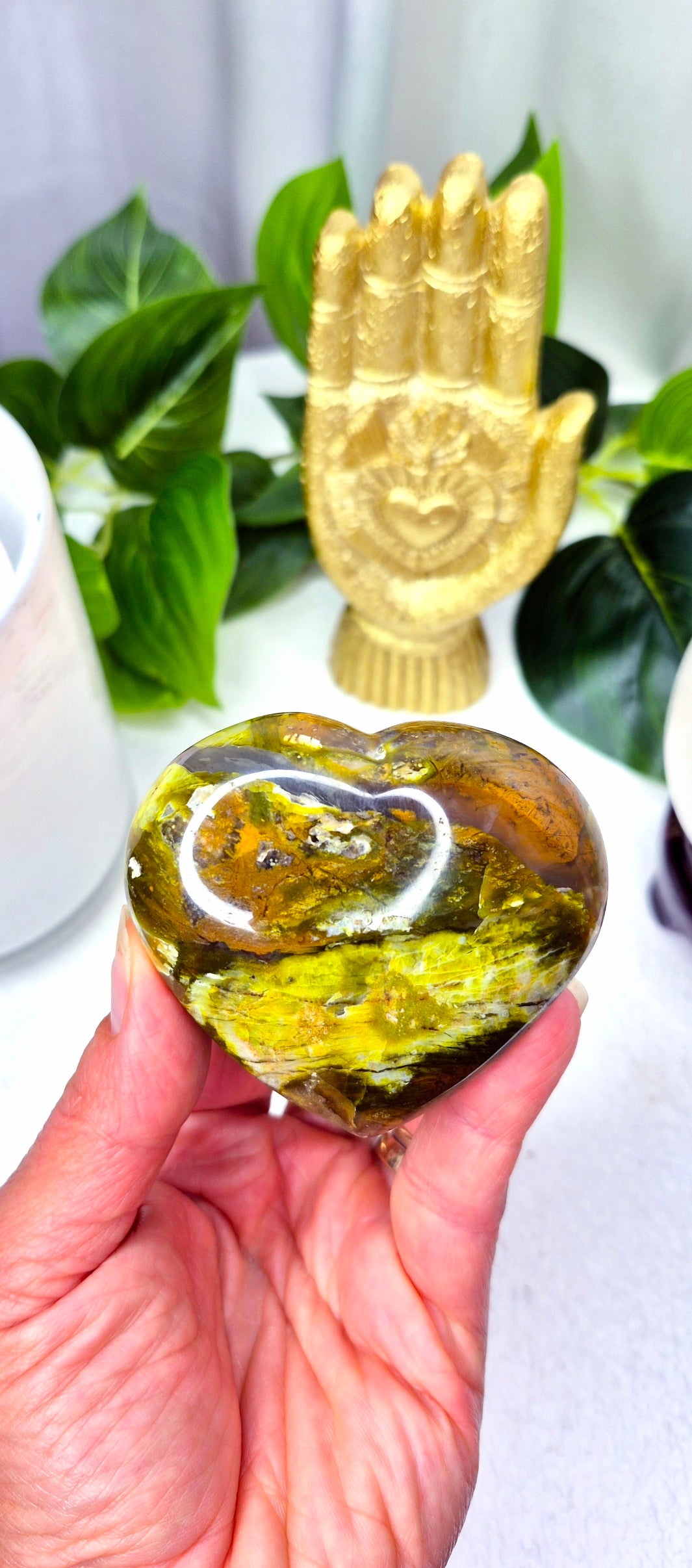 Madagascan Green Opal Heart Carving #A