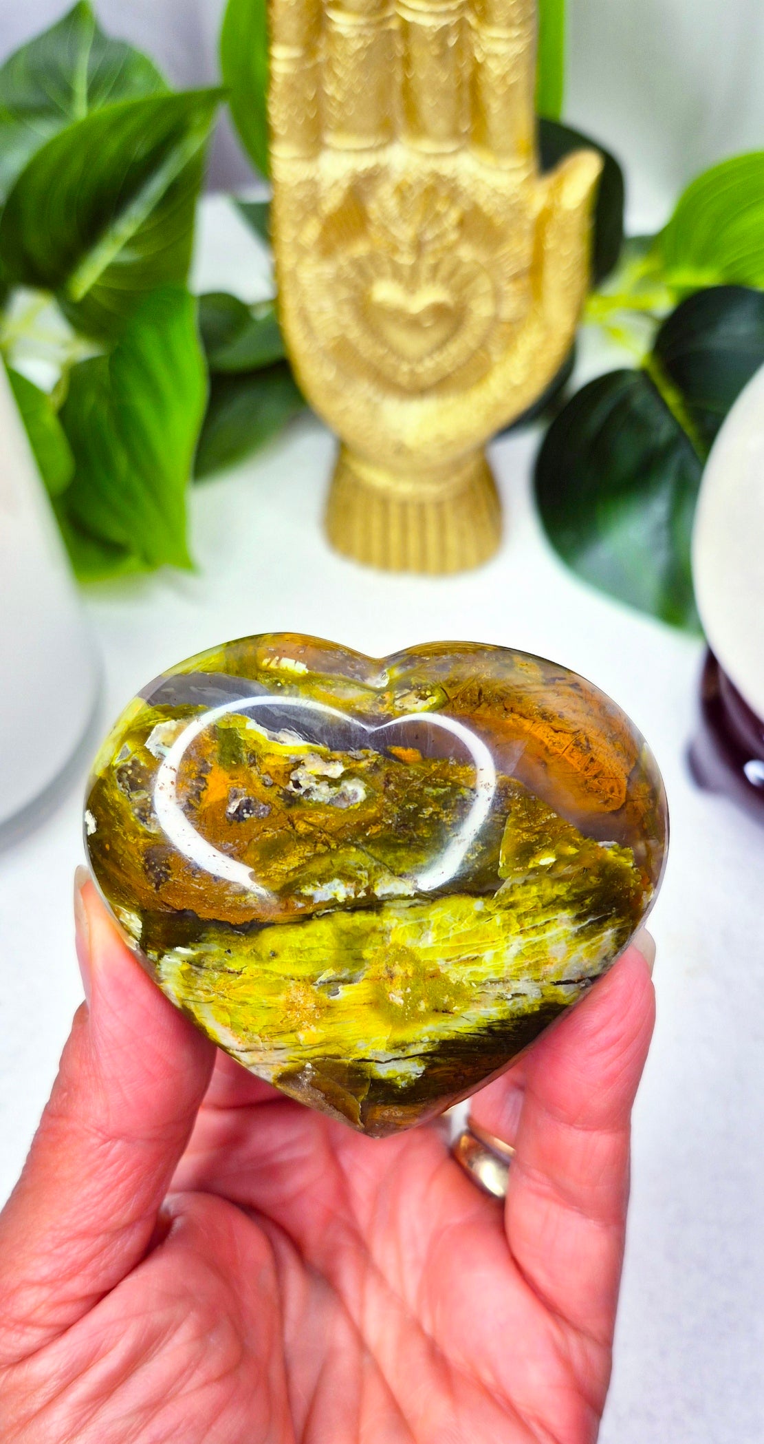 Madagascan Green Opal Heart Carving #A