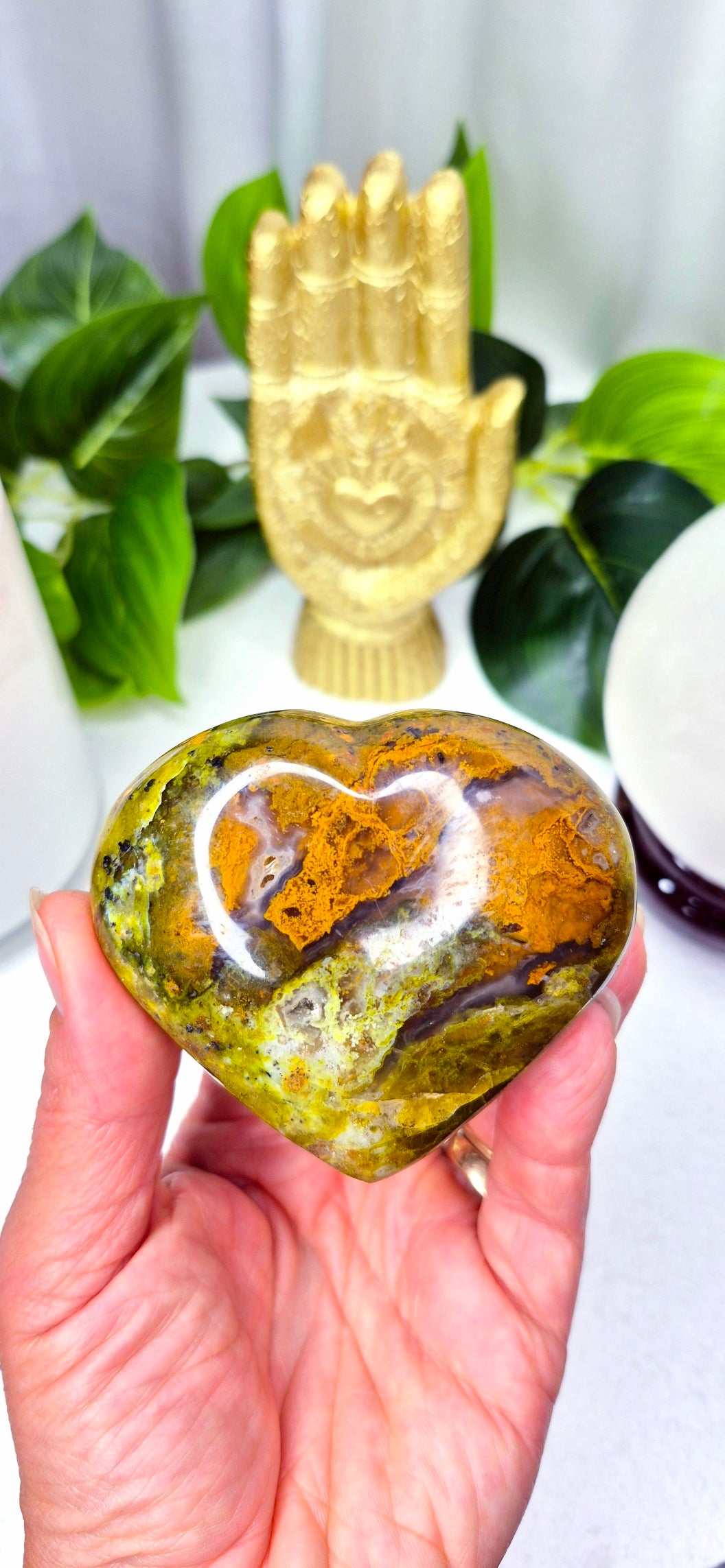 Madagascan Green Opal Heart Carving #B