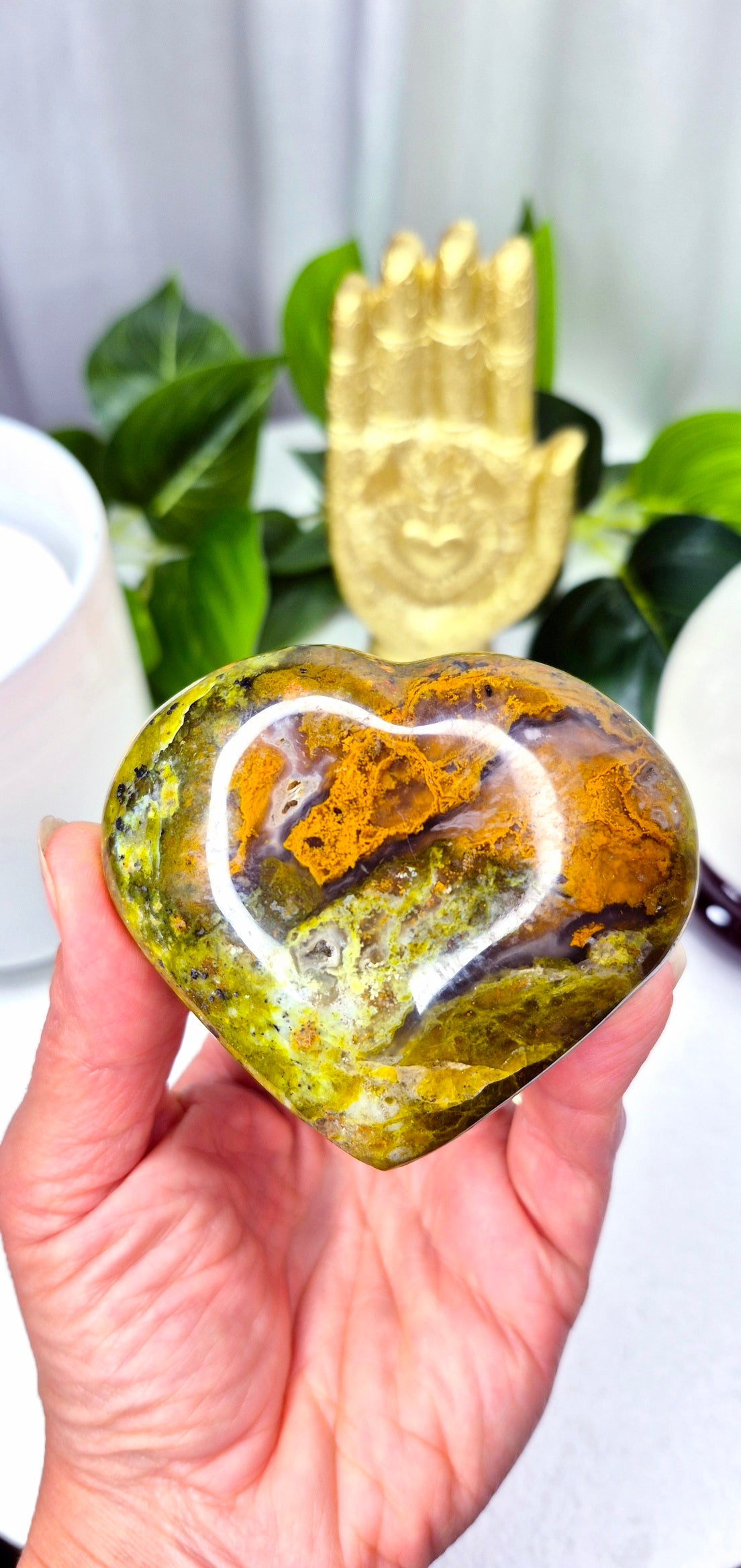 Madagascan Green Opal Heart Carving #B