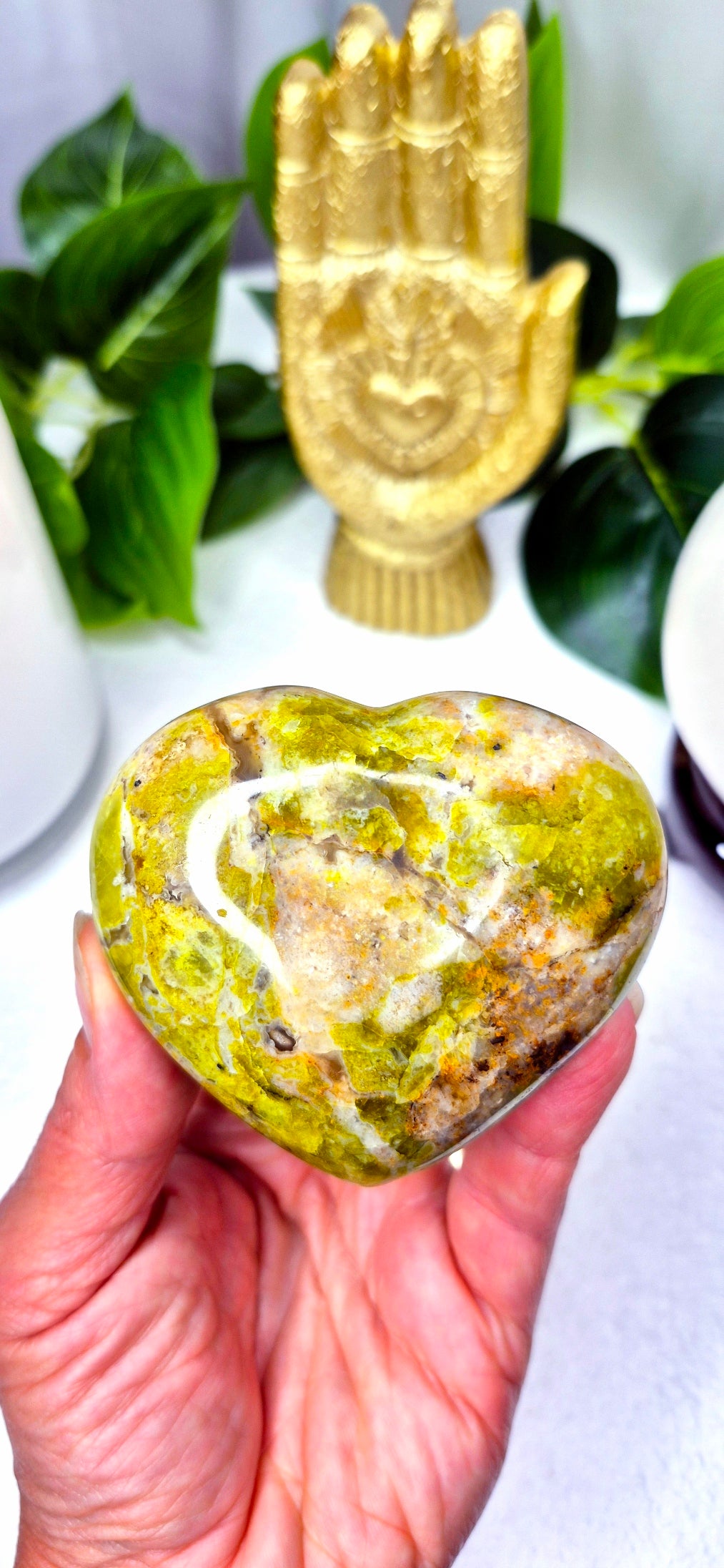 Madagascan Green Opal Heart Carving #C