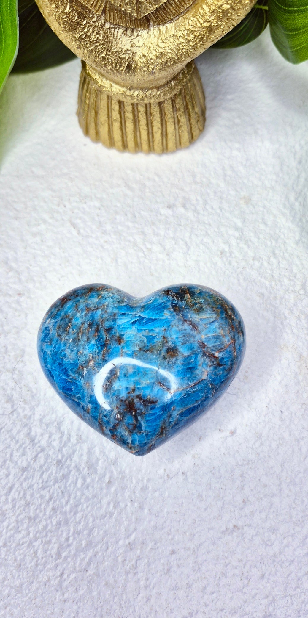 Blue Apatite Heart Carving