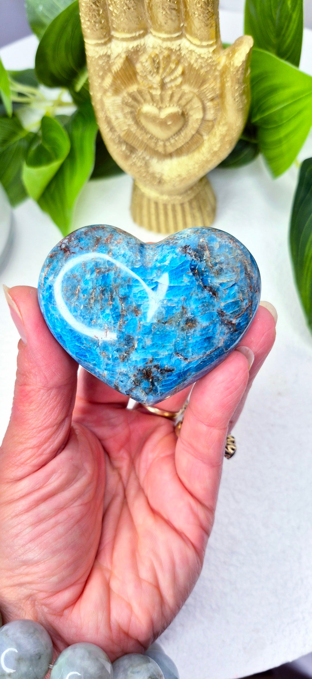 Blue Apatite Heart Carving