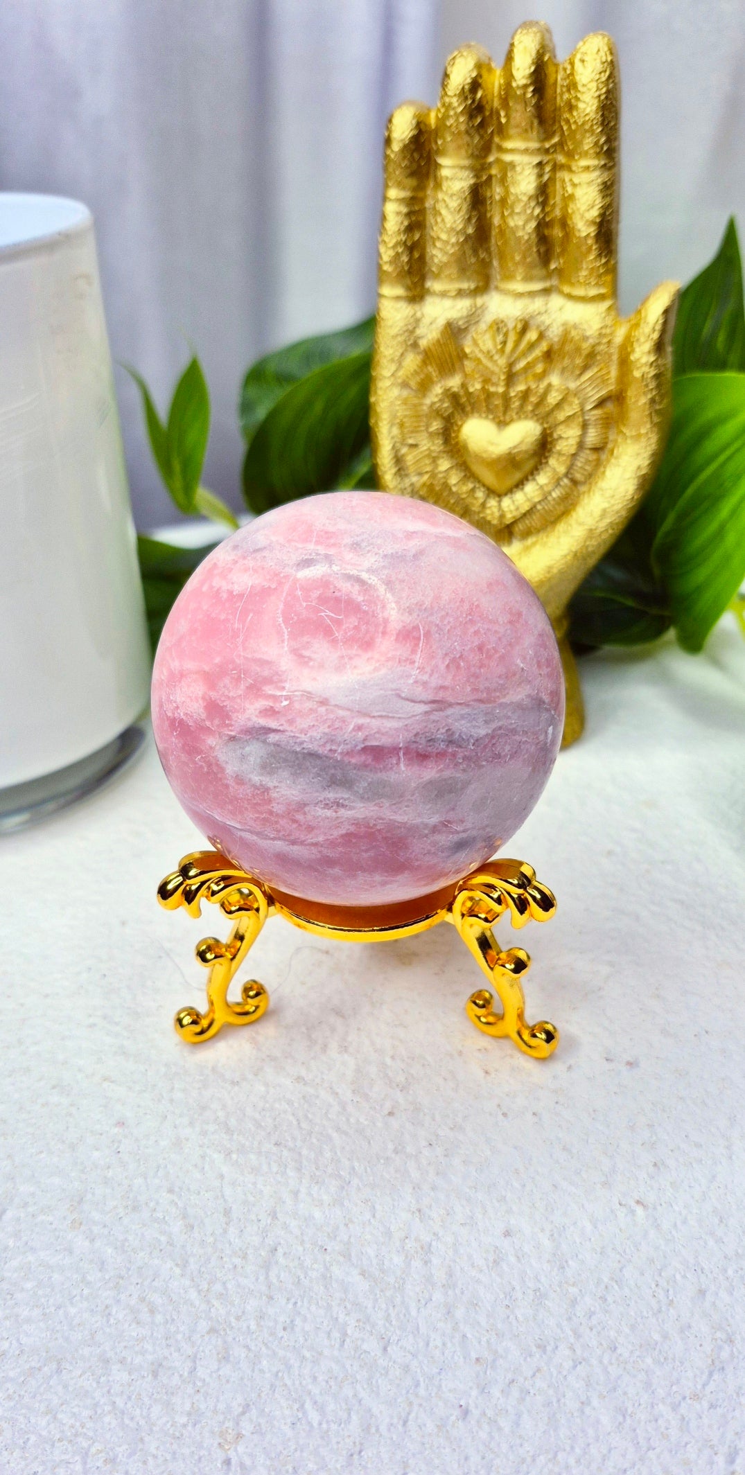 Madagascan Pink Opal Sphere on Stand #A