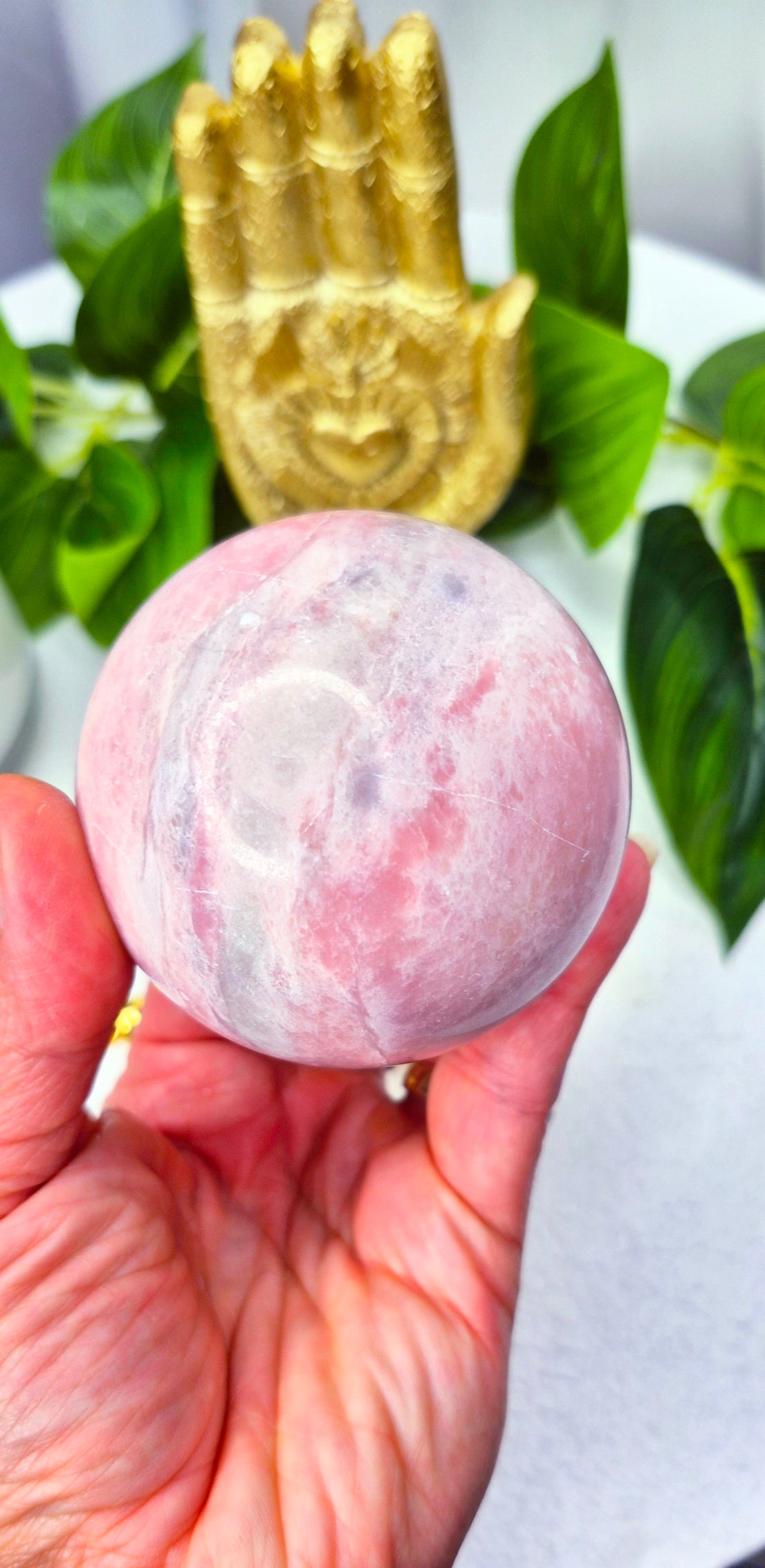 Madagascan Pink Opal Sphere on Stand #A