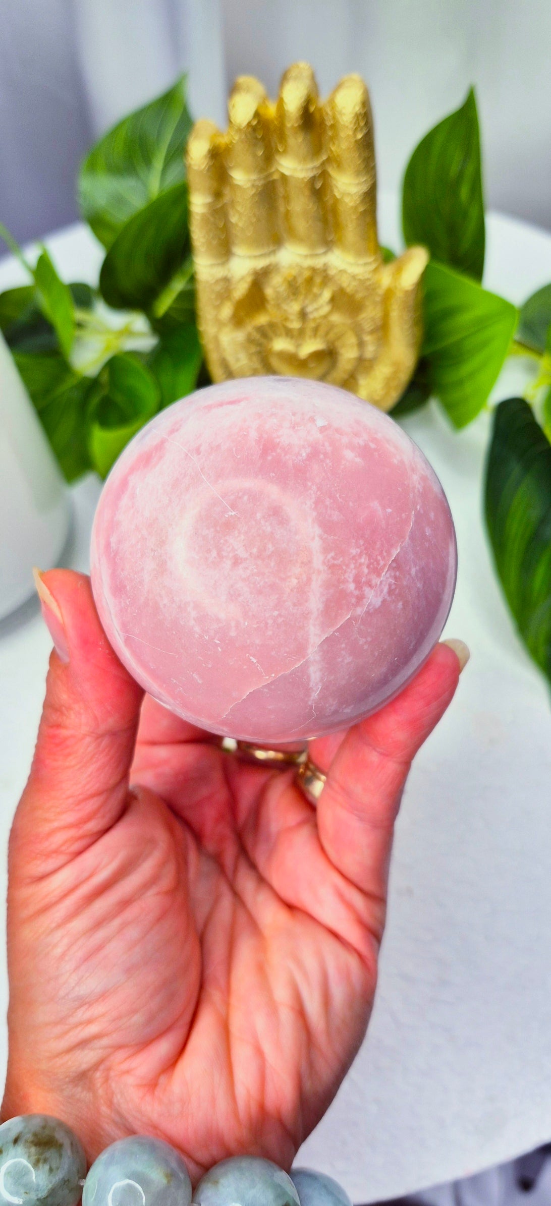 Madagascan Pink Opal Sphere on Stand #A