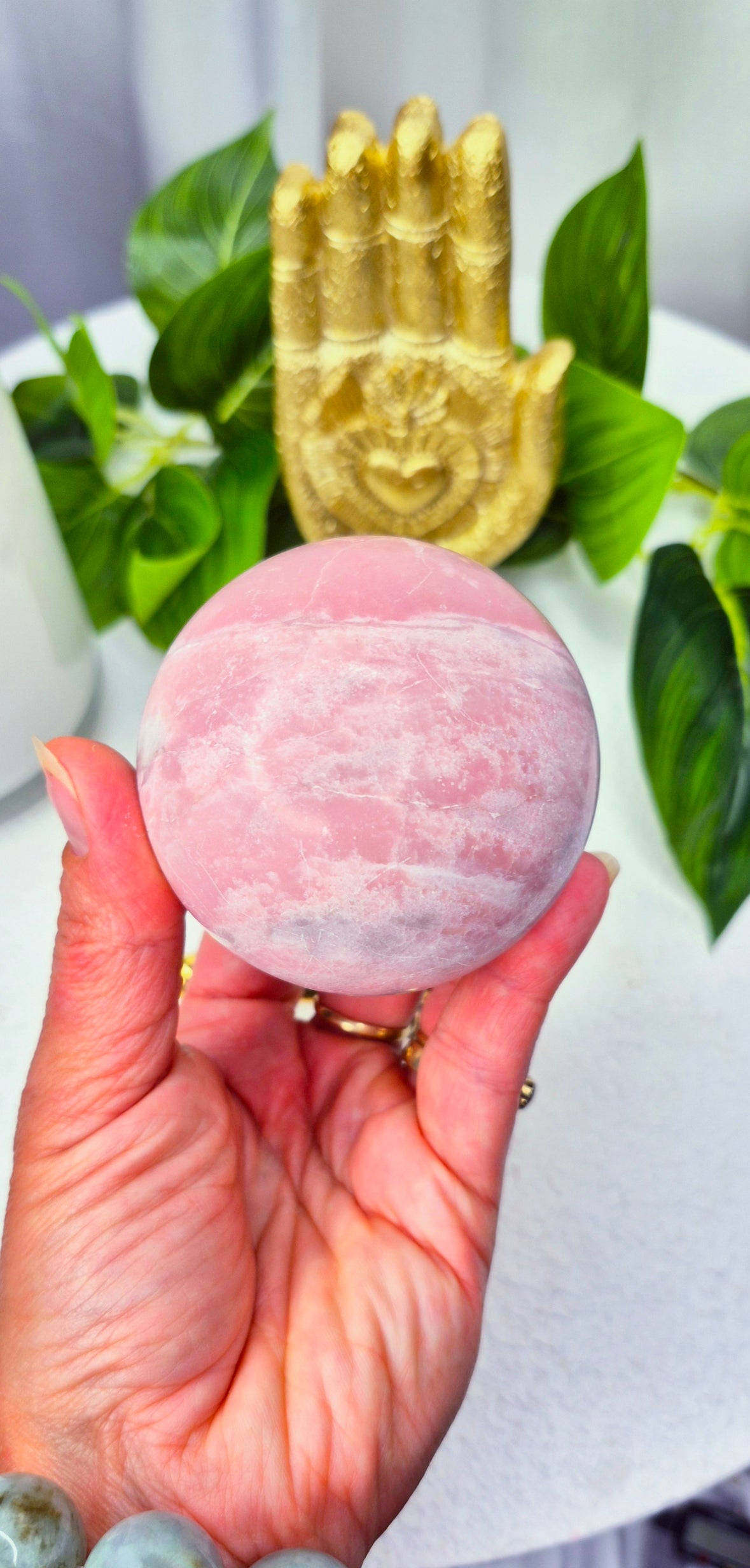 Madagascan Pink Opal Sphere on Stand #A