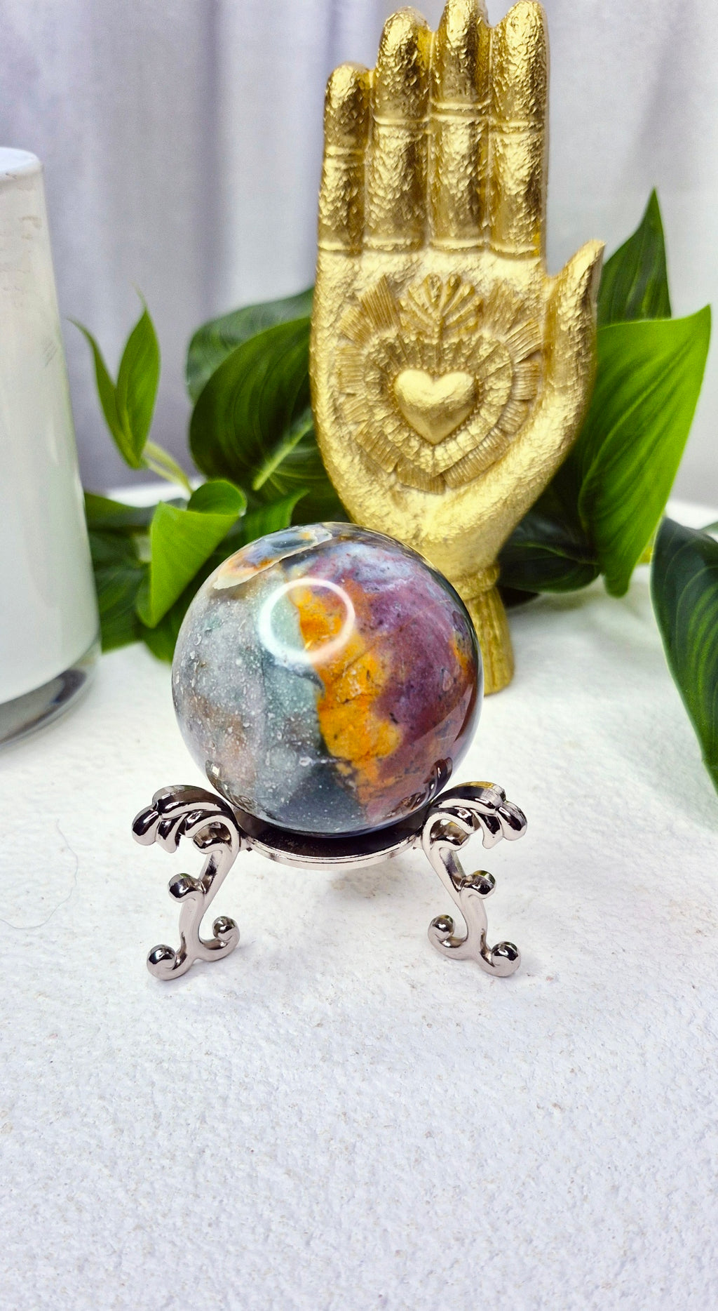 Ocean Jasper Sphere on Stand