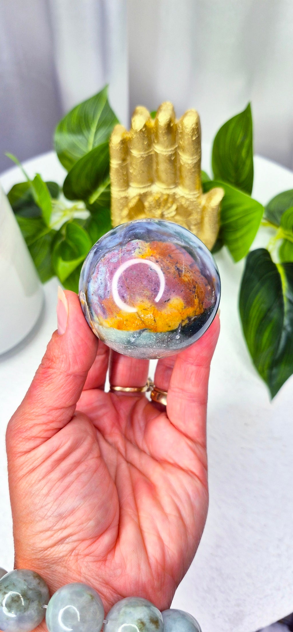 Ocean Jasper Sphere on Stand