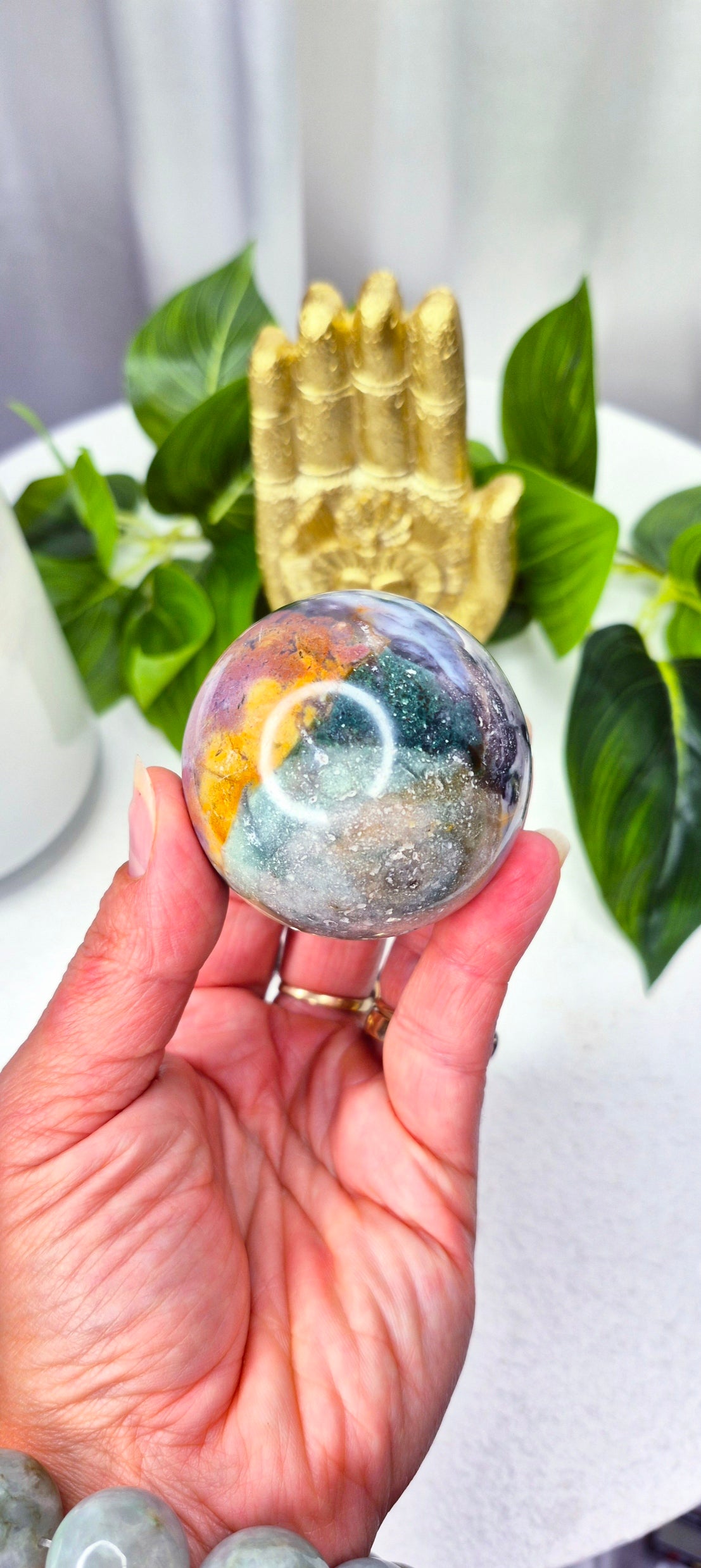 Ocean Jasper Sphere on Stand