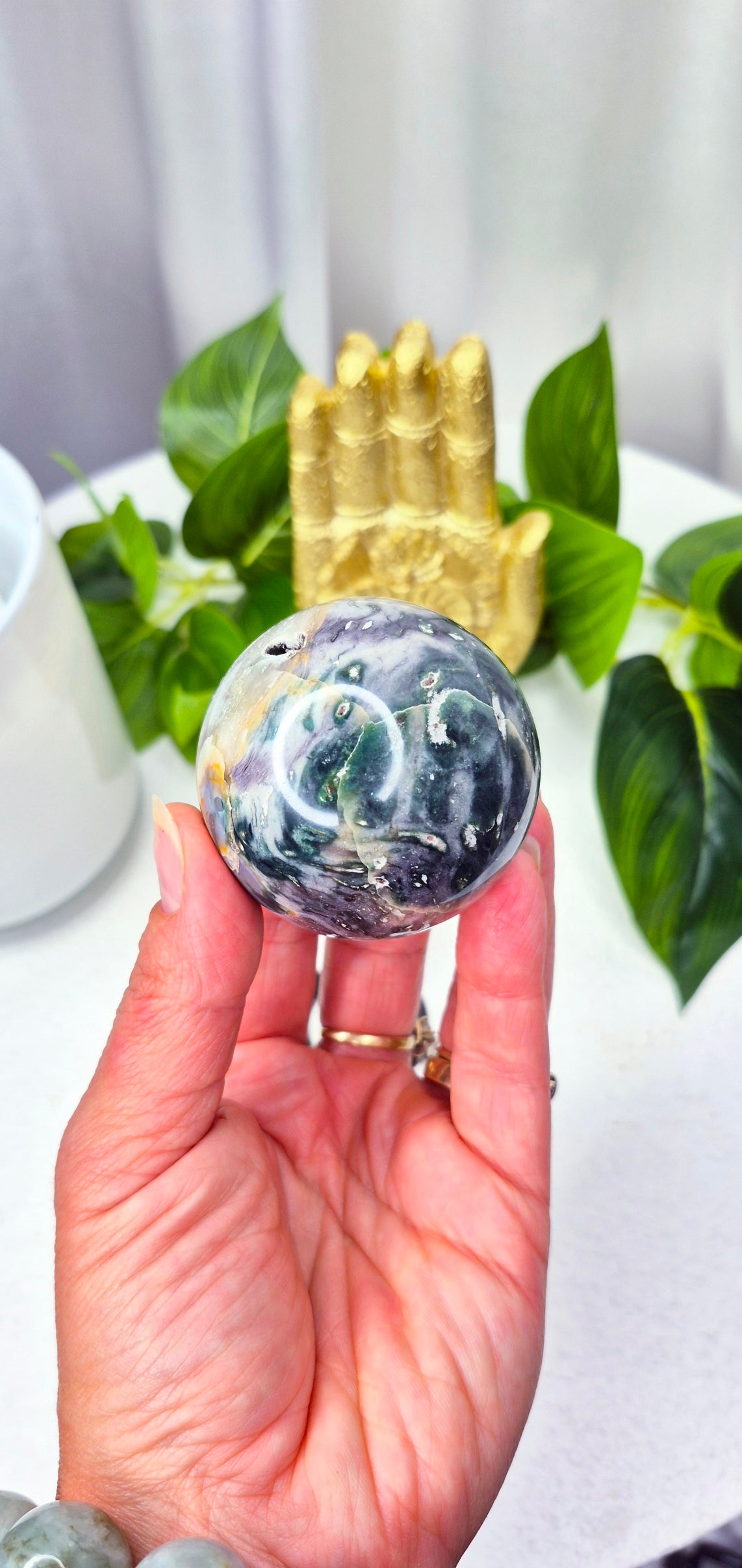 Ocean Jasper Sphere on Stand