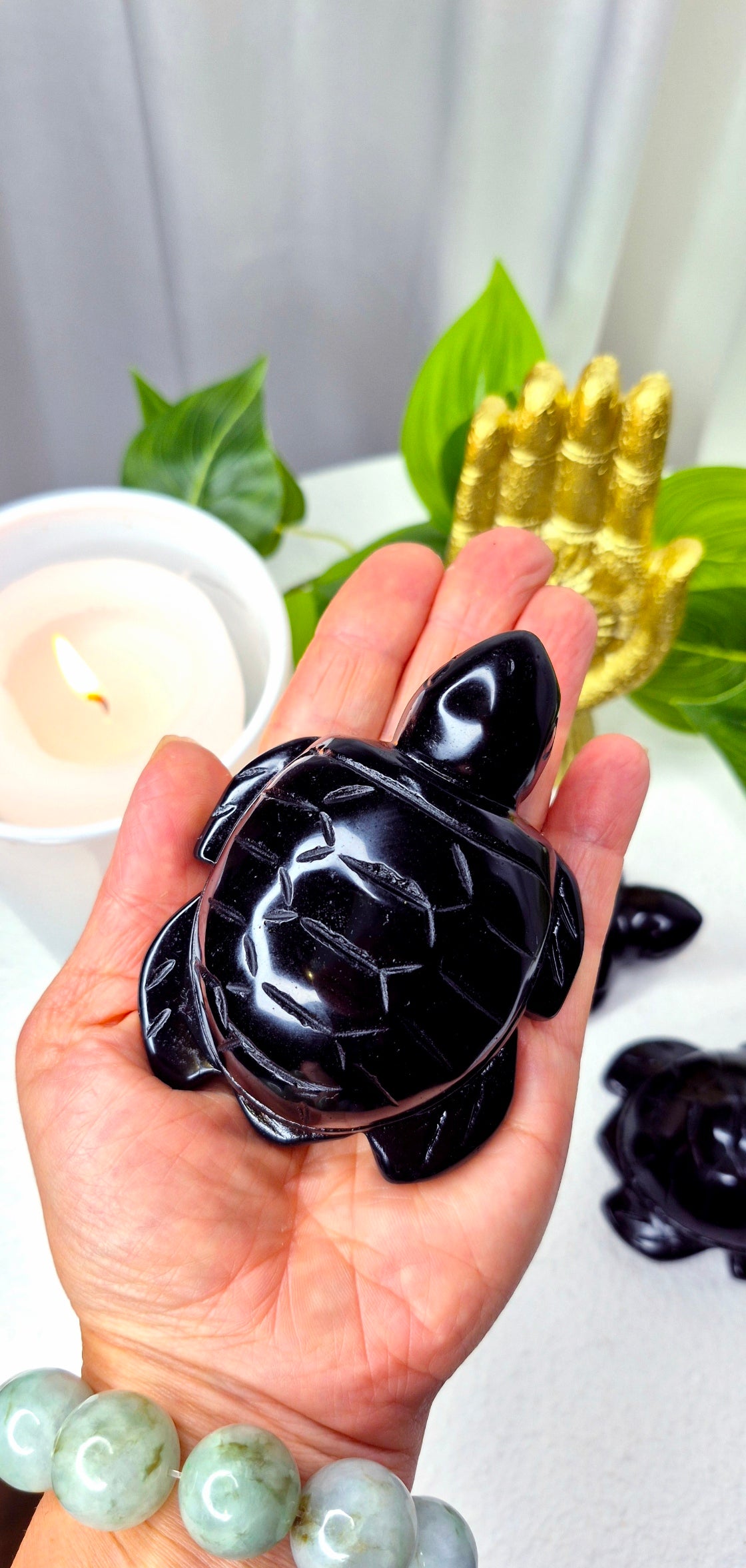 Black Obsidian Turtle Carvings