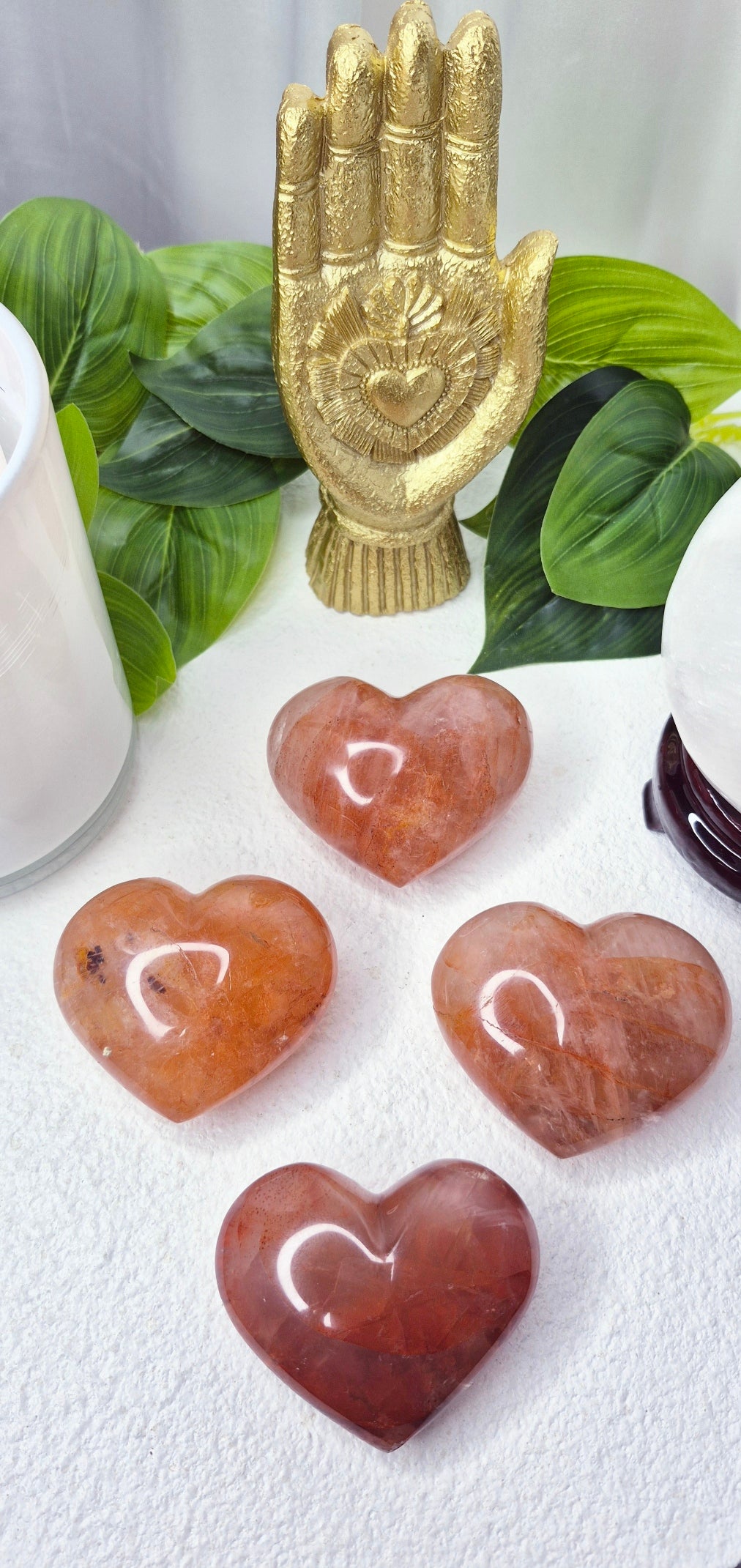 HIgh Grade Fire Quartz Heart Carving