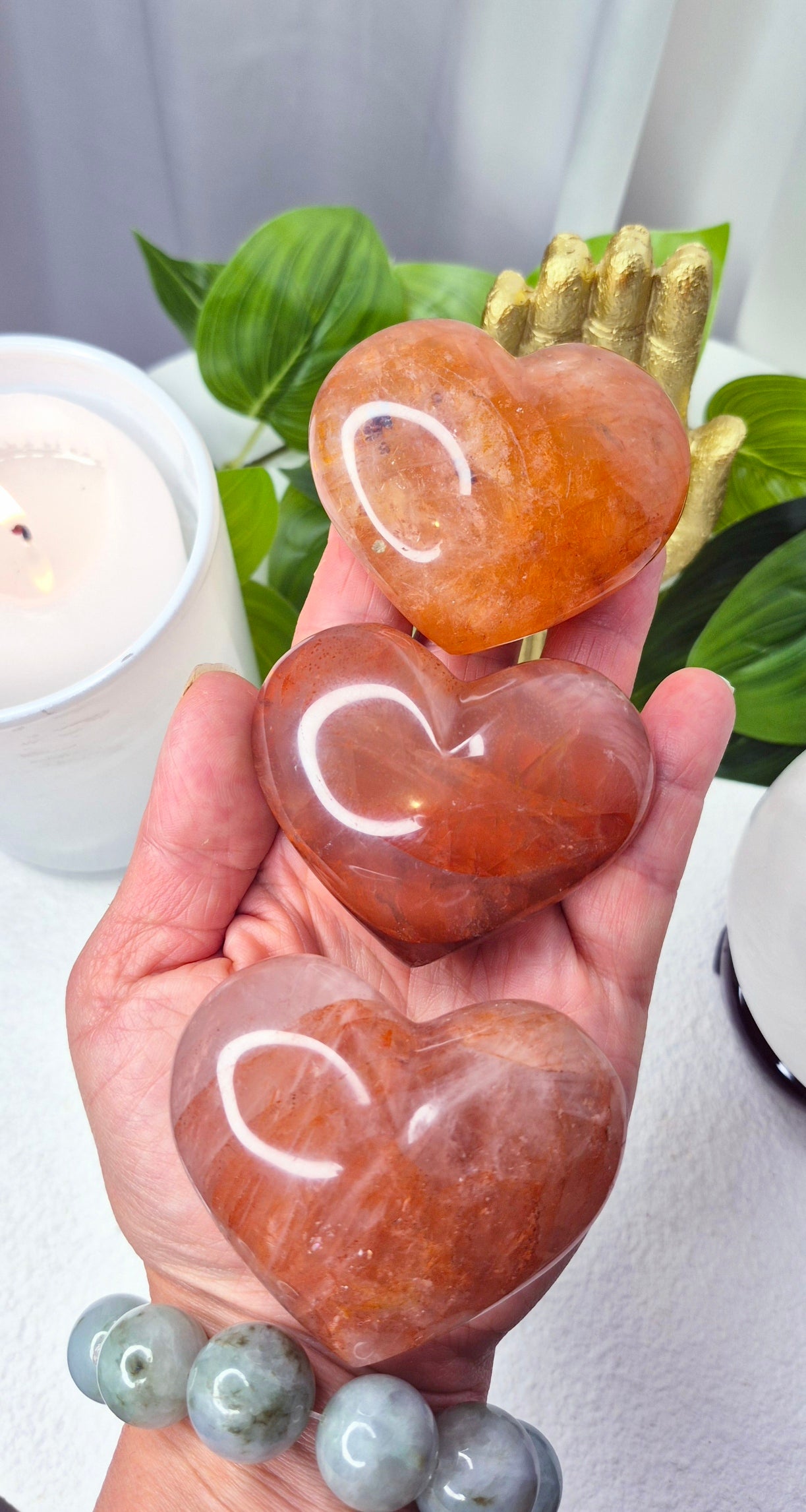 HIgh Grade Fire Quartz Heart Carving