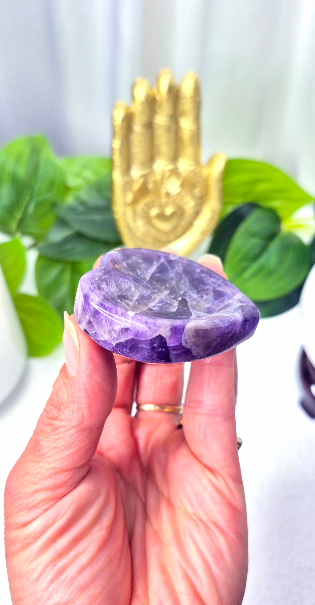Mini Chevron Amethyst Heart Trinket Bowl