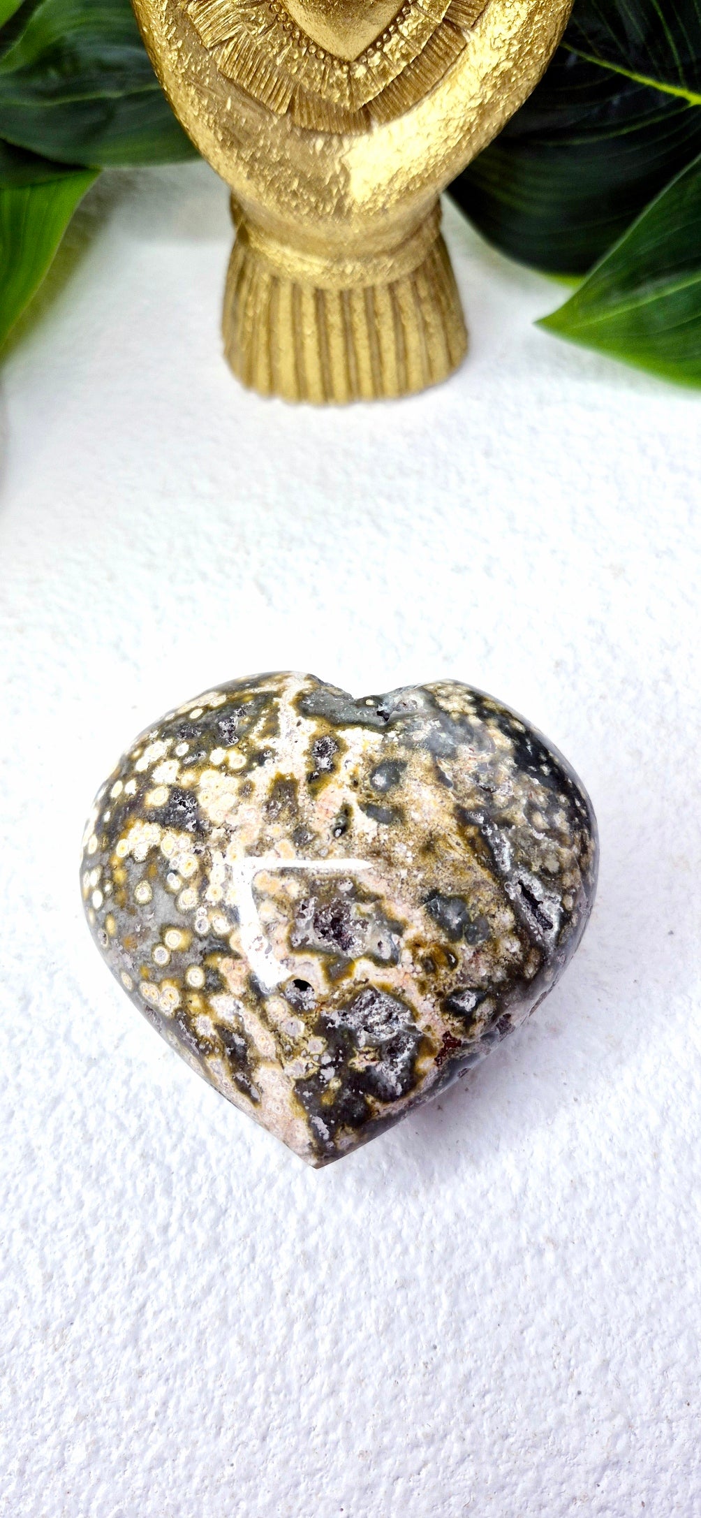 Ocean Jasper Heart Carving #B
